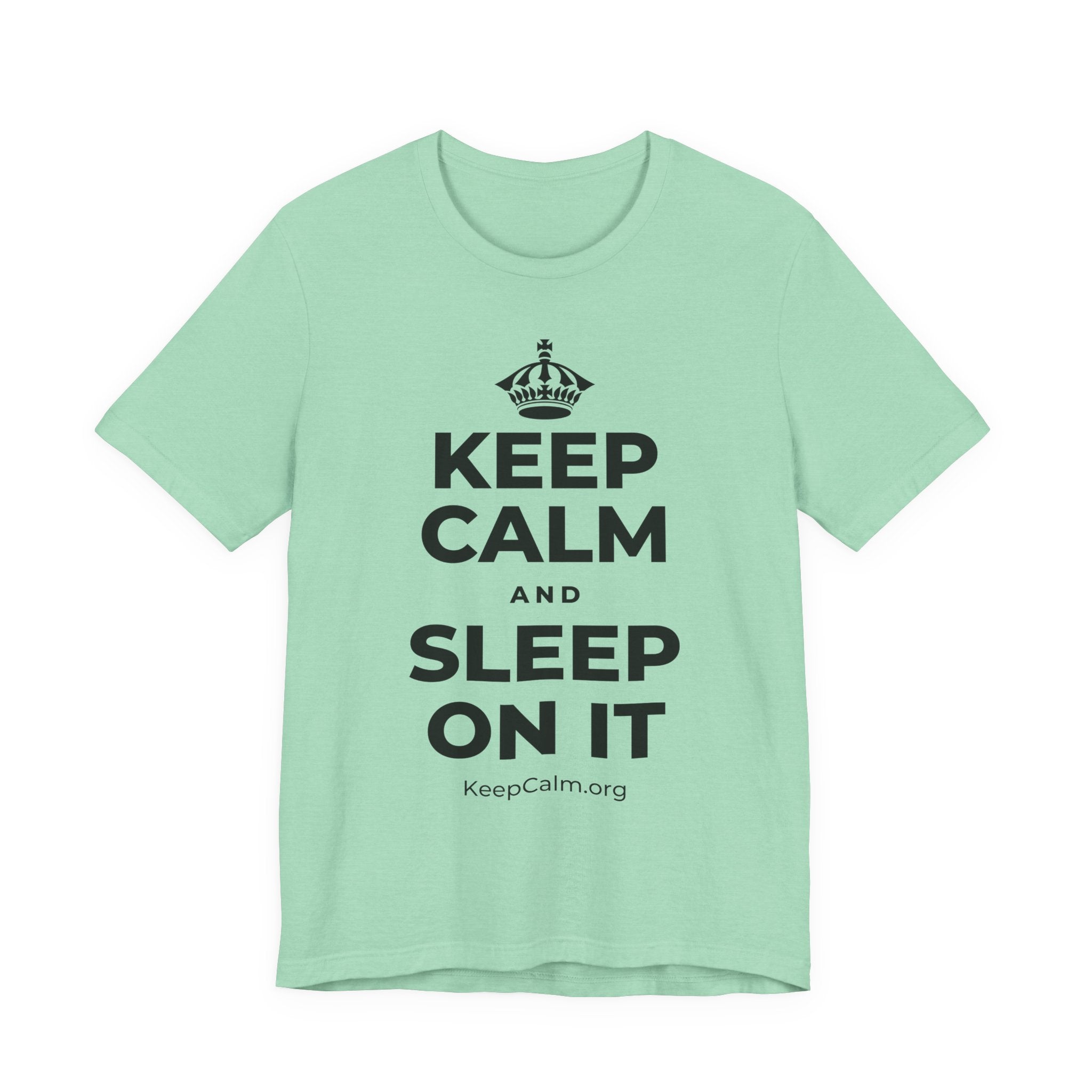 KEEP CALM AND SLEEP ON IT T-Shirt (Baby Blue–Silver)