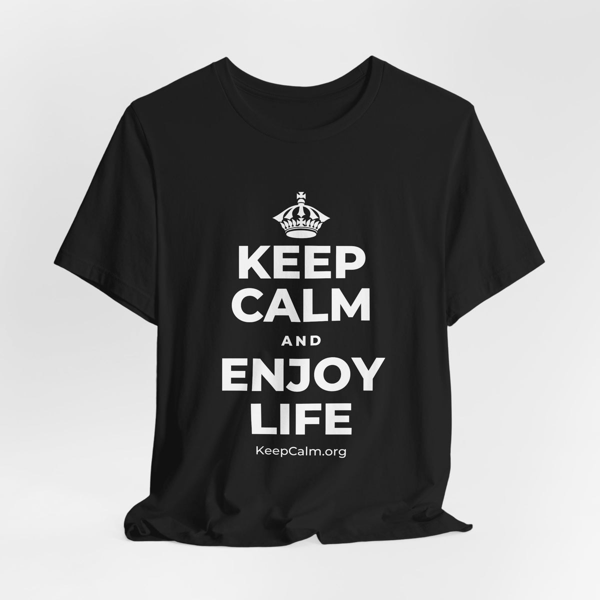 KEEP CALM AND ENJOY LIFE T-Shirt (White–Asphalt)