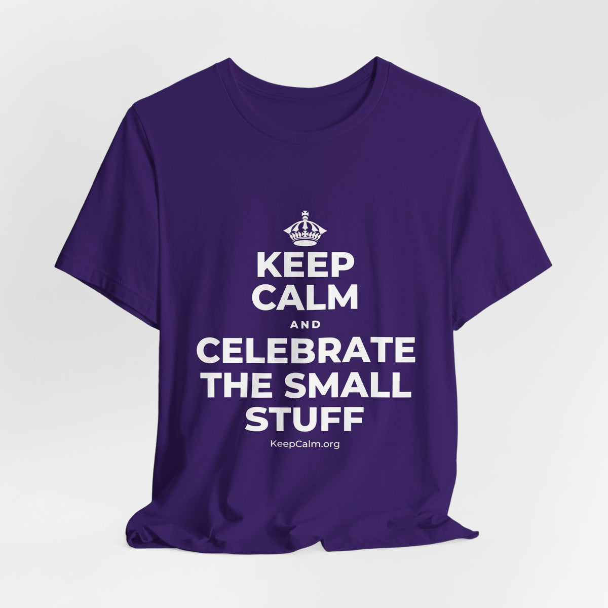 KEEP CALM AND CELEBRATE THE SMALL STUFF T-Shirt (Soft Cream–Heather Mauve)