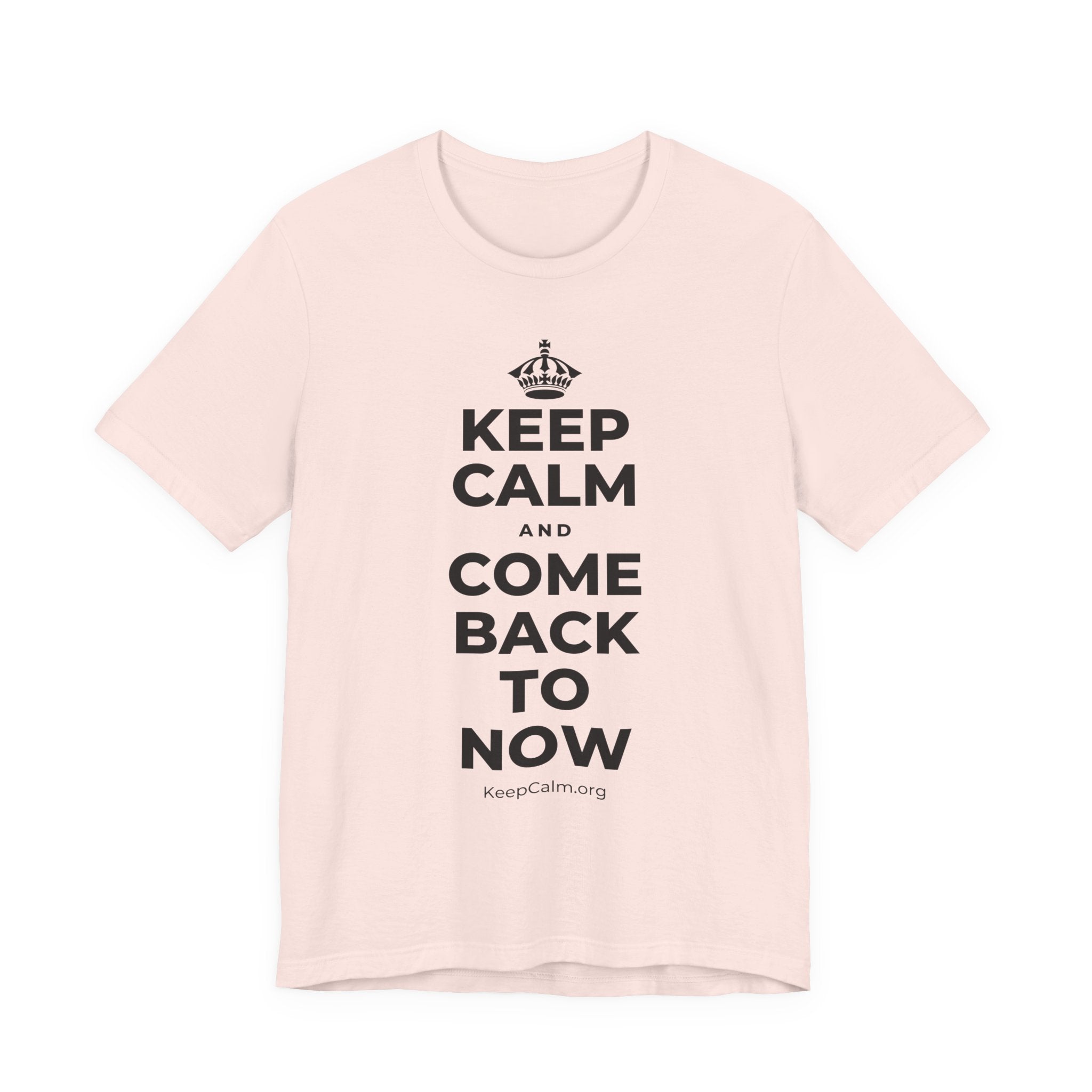KEEP CALM AND COME BACK TO NOW T-Shirt (Soft Cream–Heather Mauve)