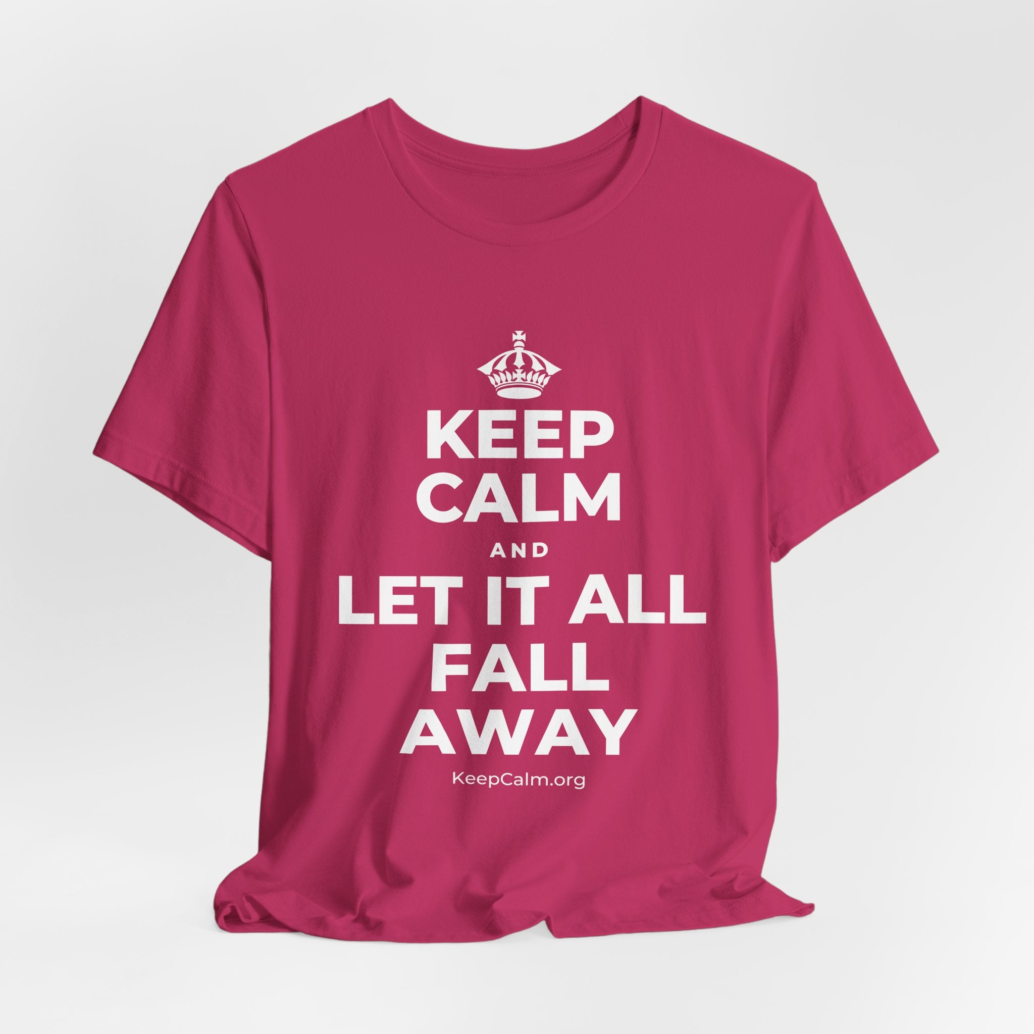 KEEP CALM AND LET IT ALL FALL AWAY T-Shirt (Baby Blue–Silver)