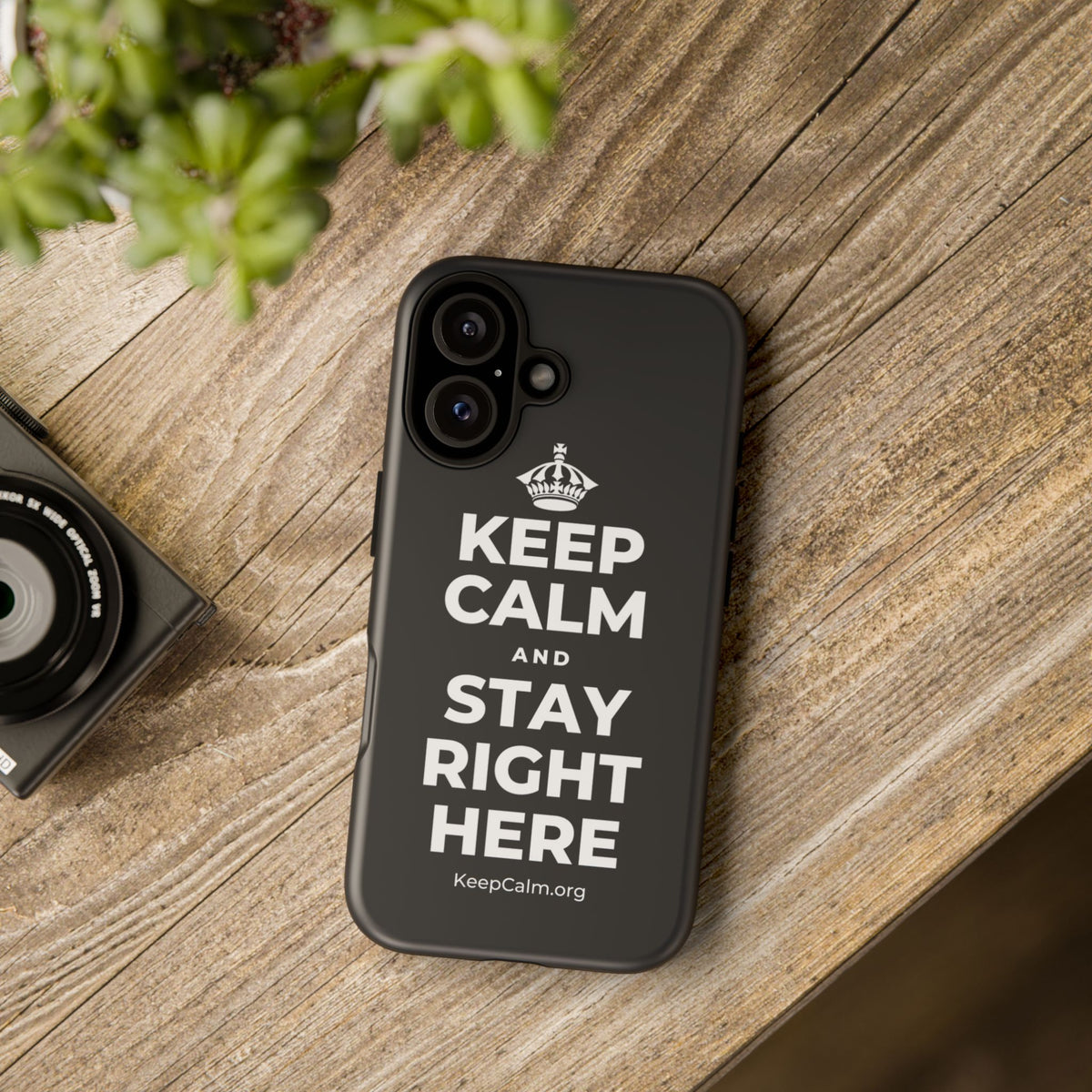 KEEP CALM AND STAY RIGHT HERE Phone Case (Dark)