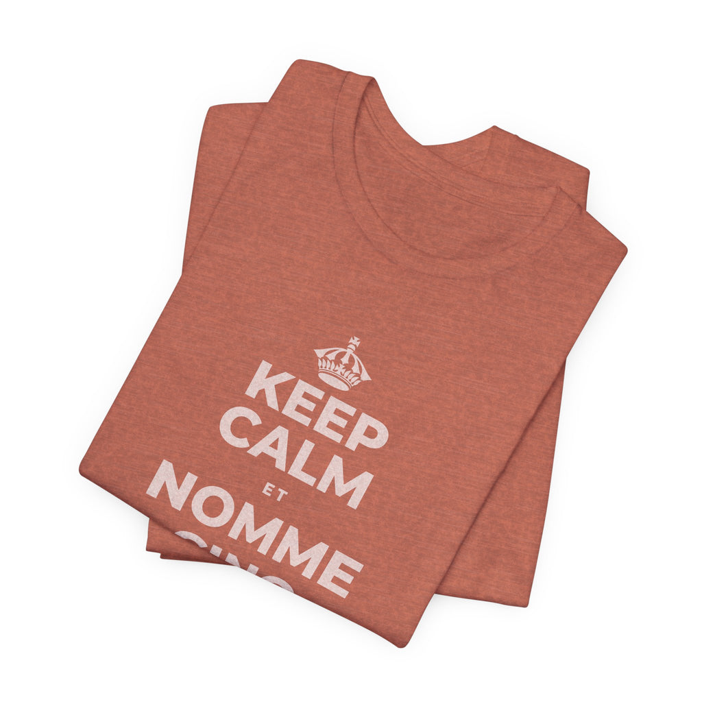 KEEP CALM ET NOMME CINQ CHOSES QUE TU VOIS T-Shirt (Soft Cream–Heather Mauve)