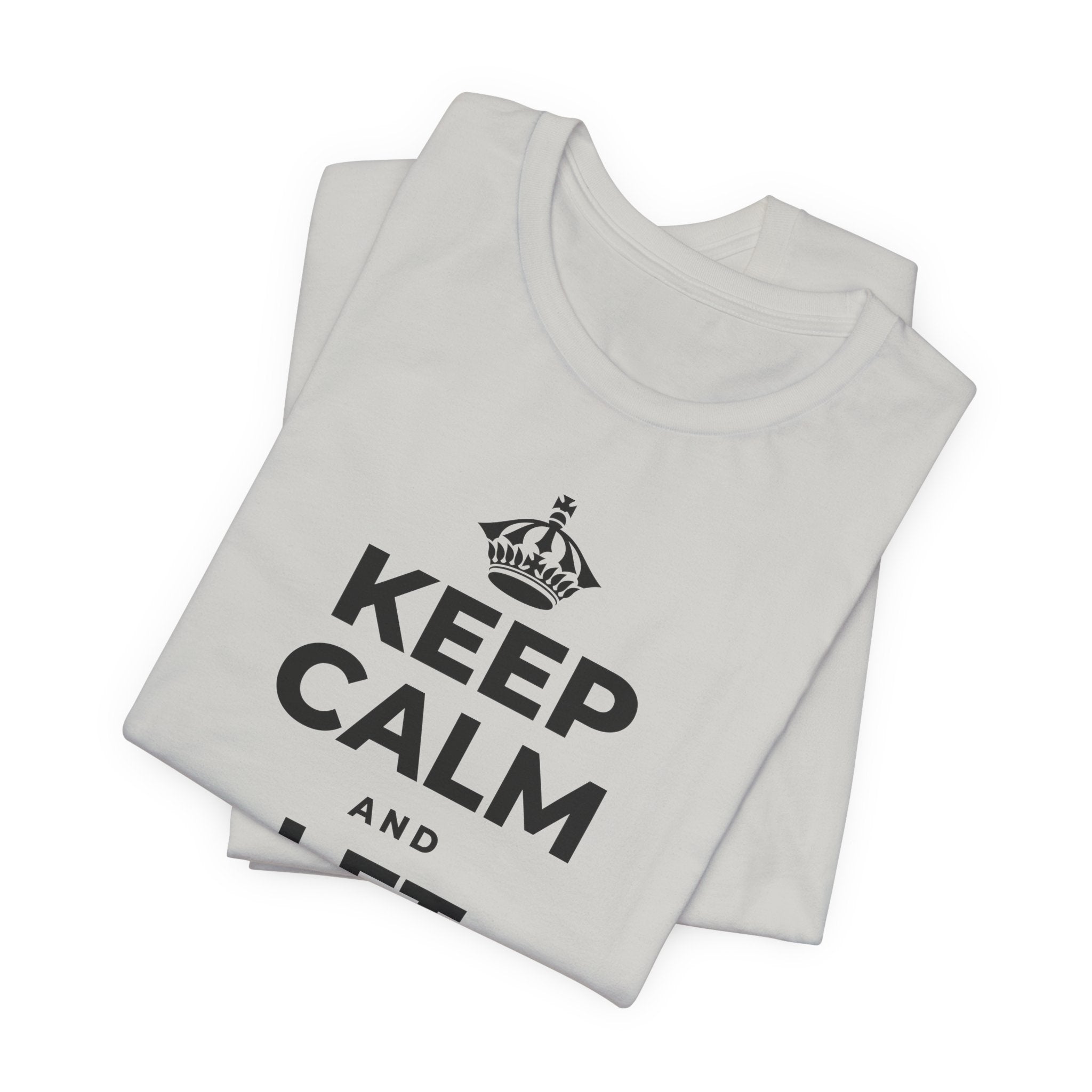 KEEP CALM AND LET YOURSELF ENJOY IT T-Shirt (Baby Blue–Silver)