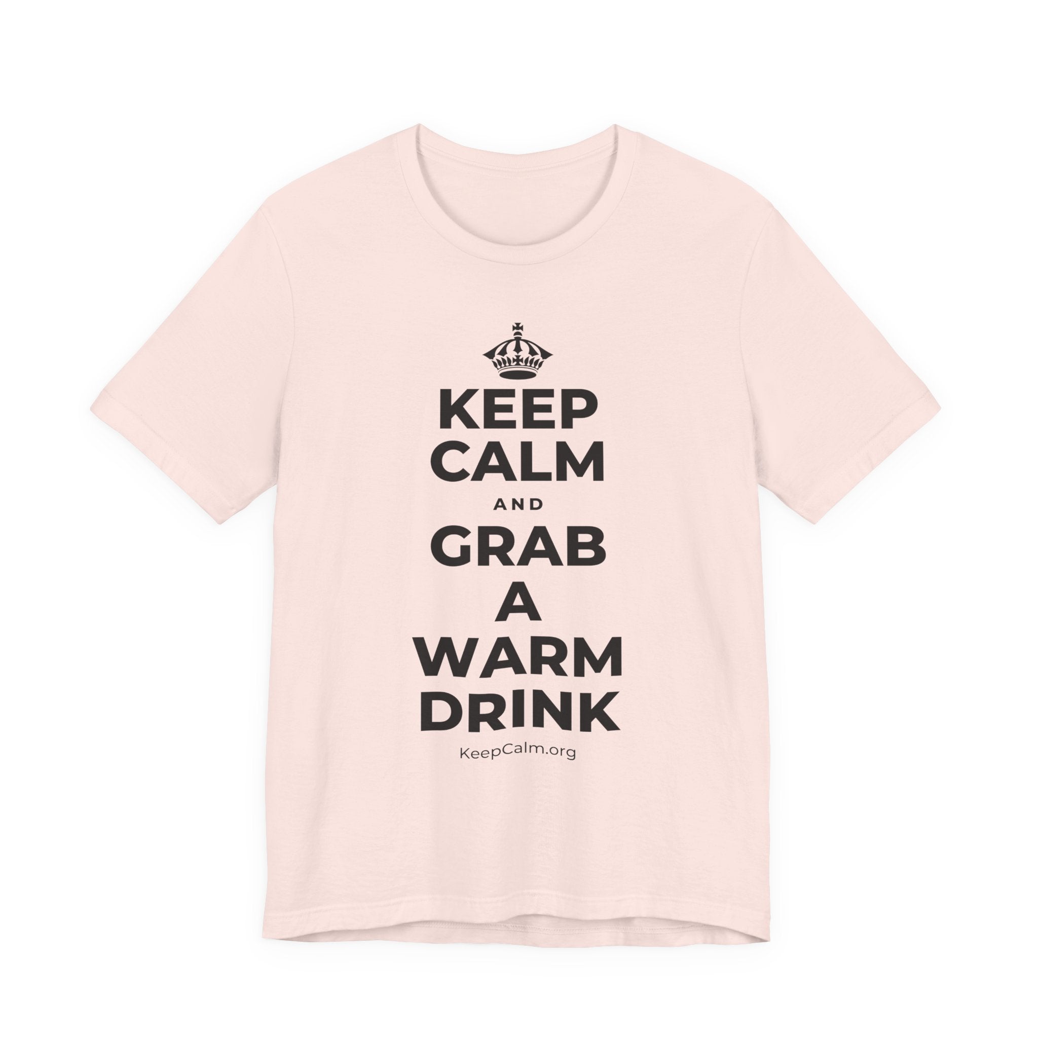 KEEP CALM AND GRAB A WARM DRINK T-Shirt (Soft Cream–Heather Mauve)