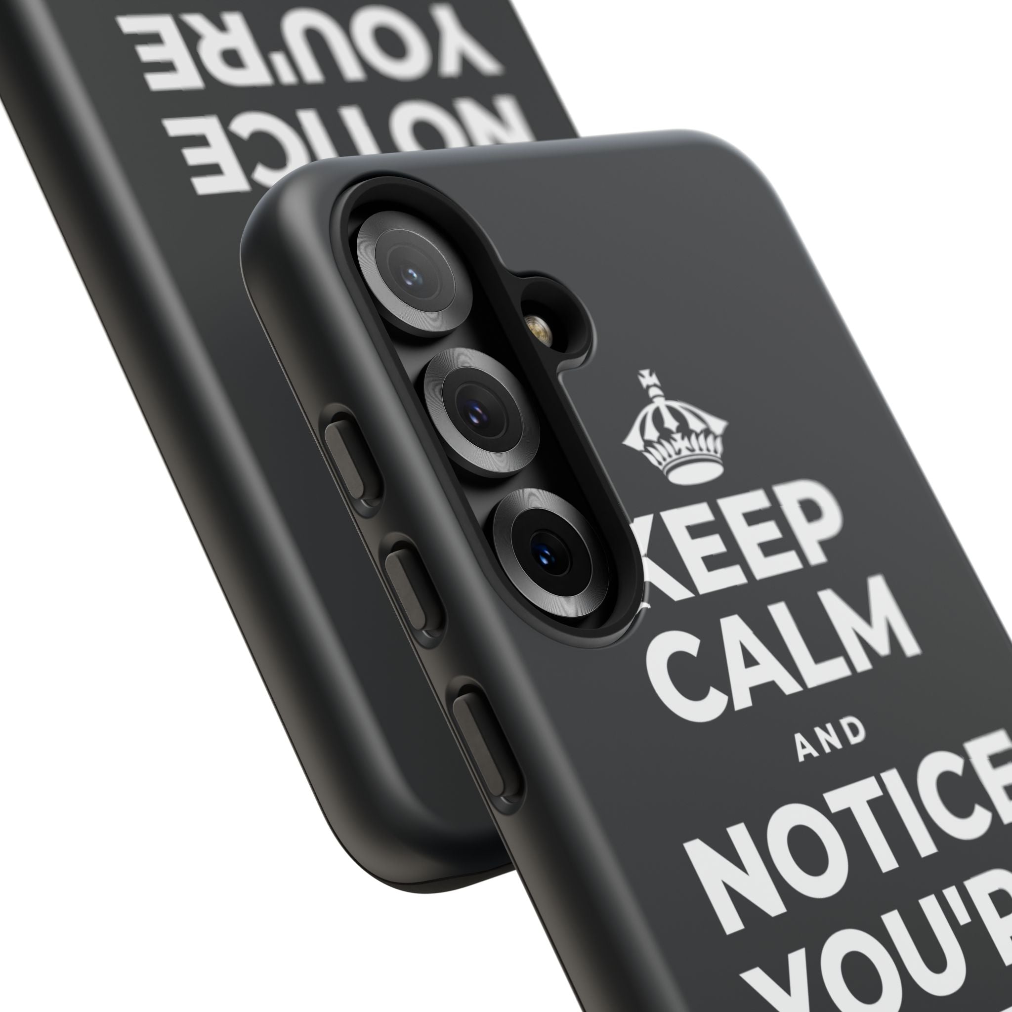 KEEP CALM AND NOTICE YOU'RE SAFE RIGHT NOW Phone Case (Dark)