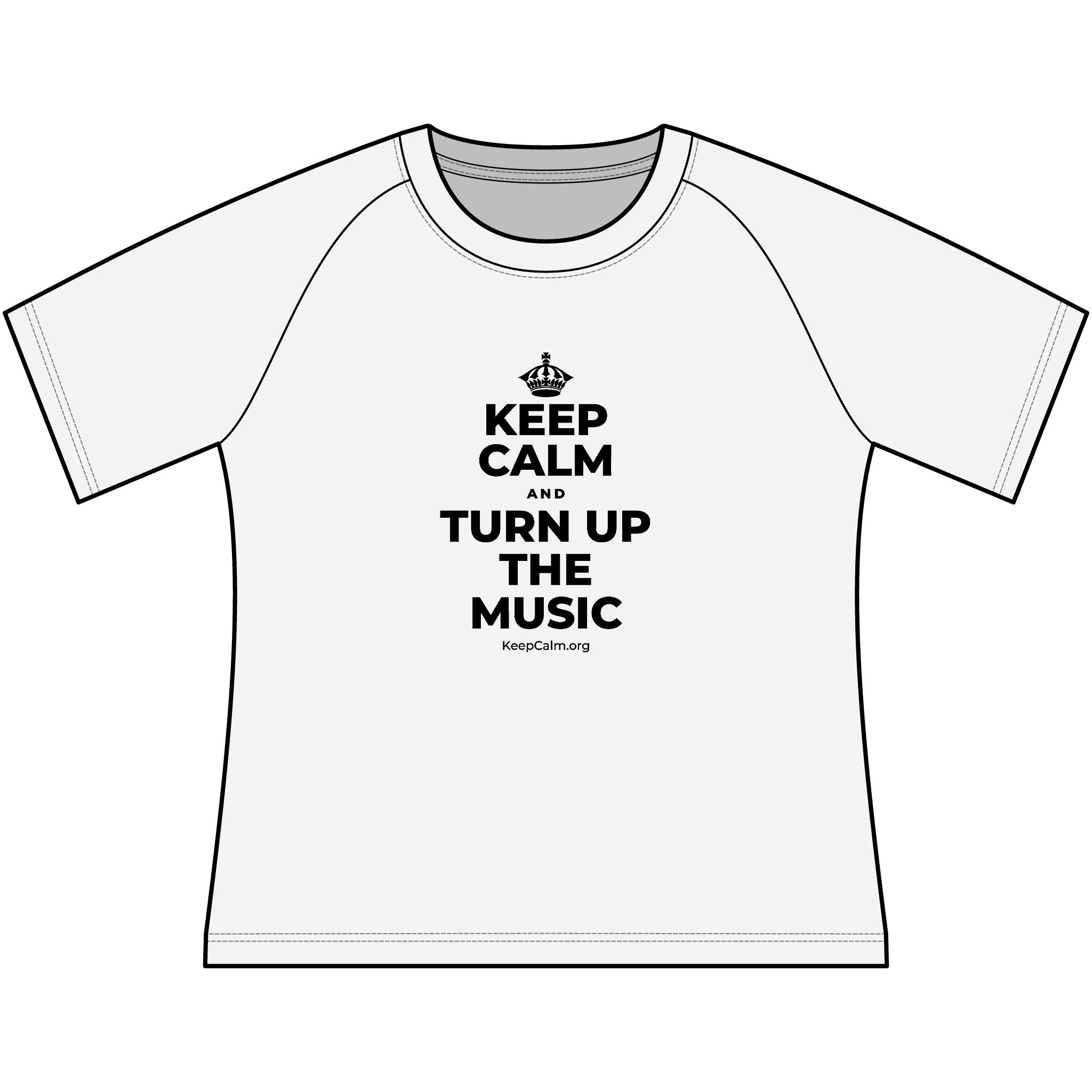 KEEP CALM AND TURN UP THE MUSIC Women's Raglan Tee