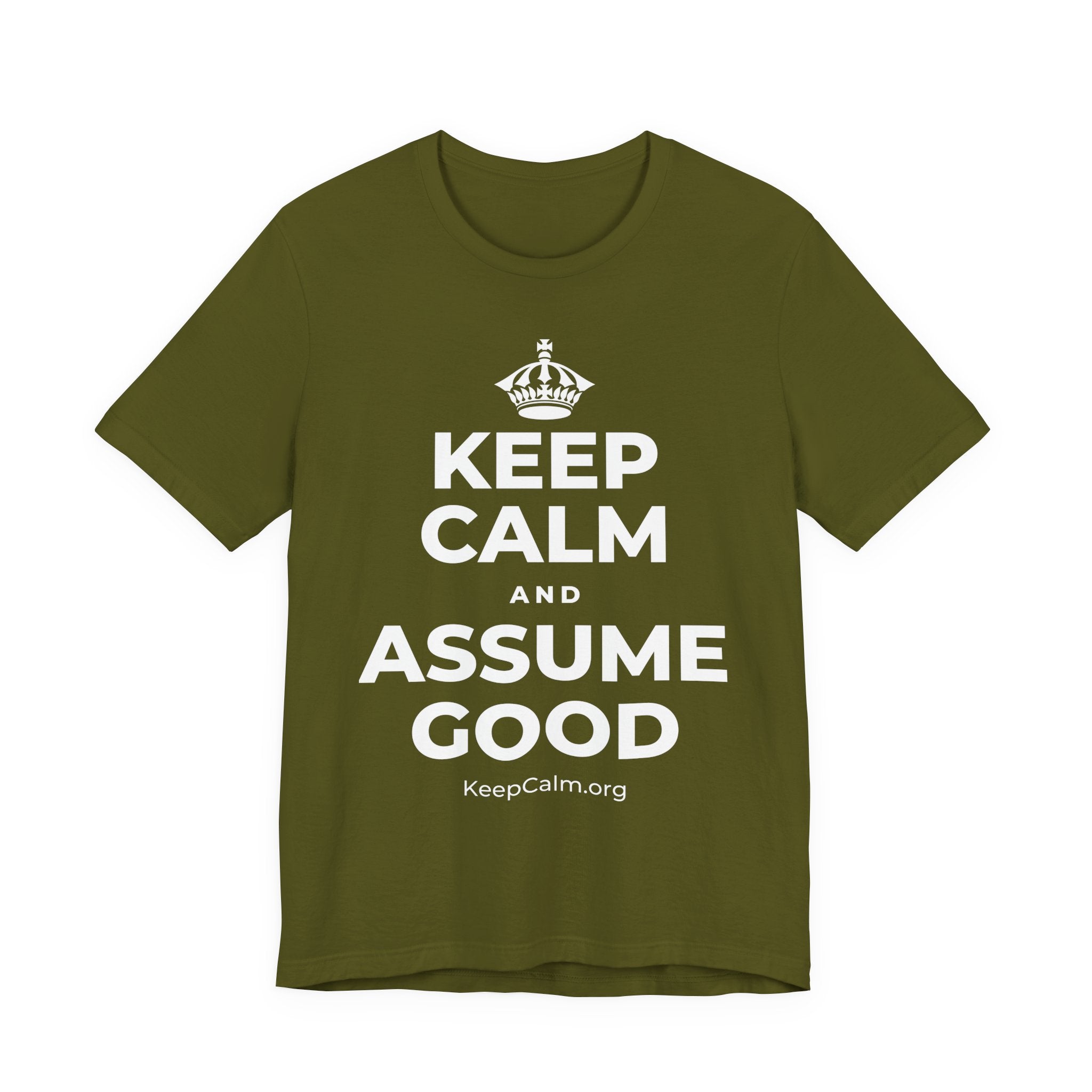KEEP CALM AND ASSUME GOOD T-Shirt (Baby Blue–Silver)