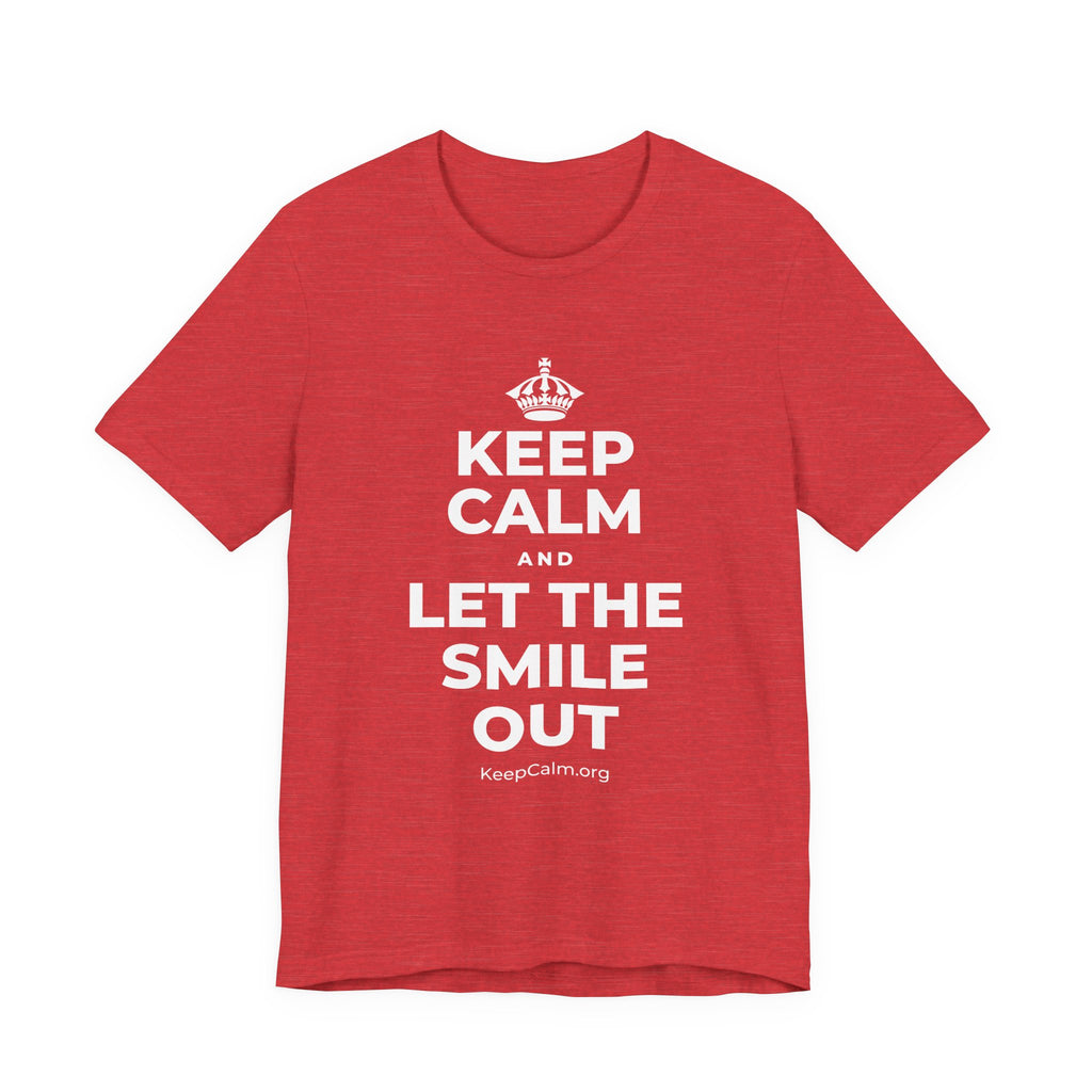 KEEP CALM AND LET THE SMILE OUT T-Shirt (Baby Blue–Silver)
