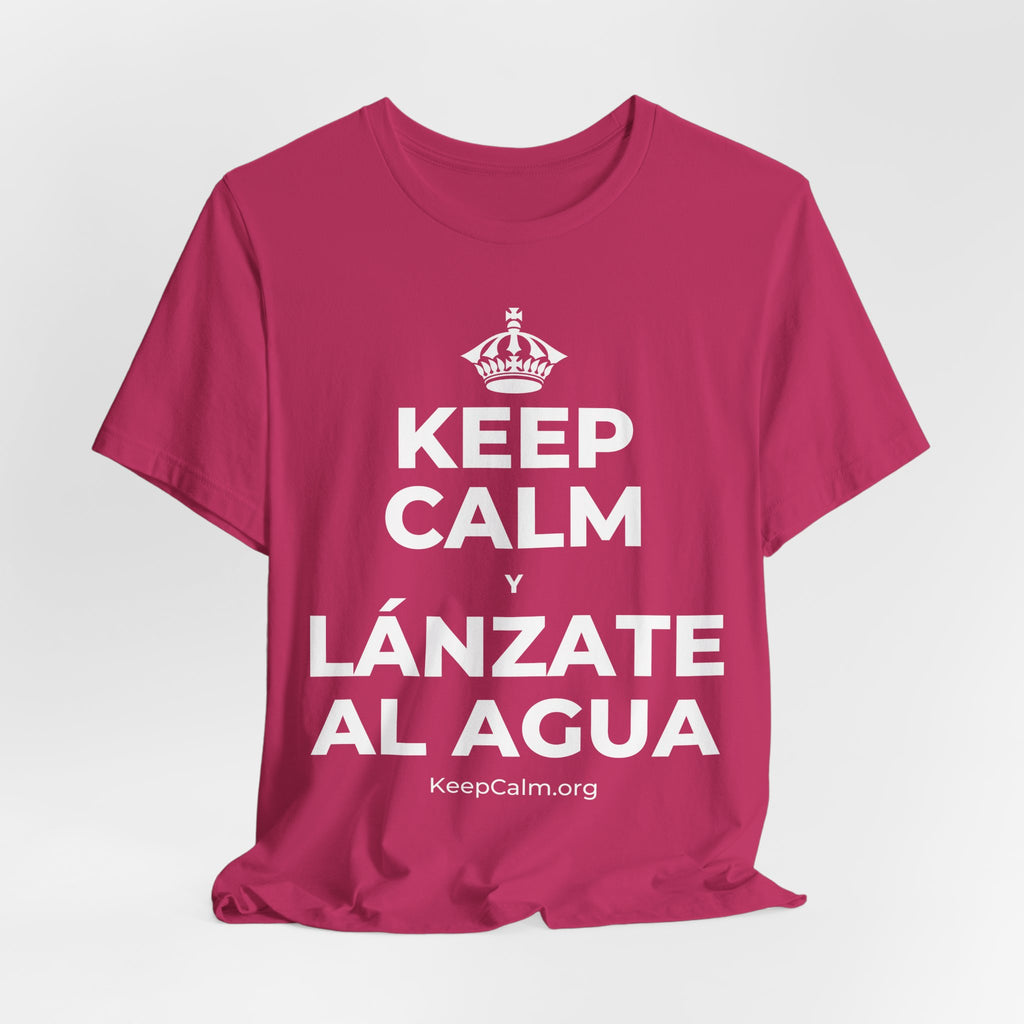 KEEP CALM Y LÁNZATE AL AGUA T-Shirt (Baby Blue–Silver)
