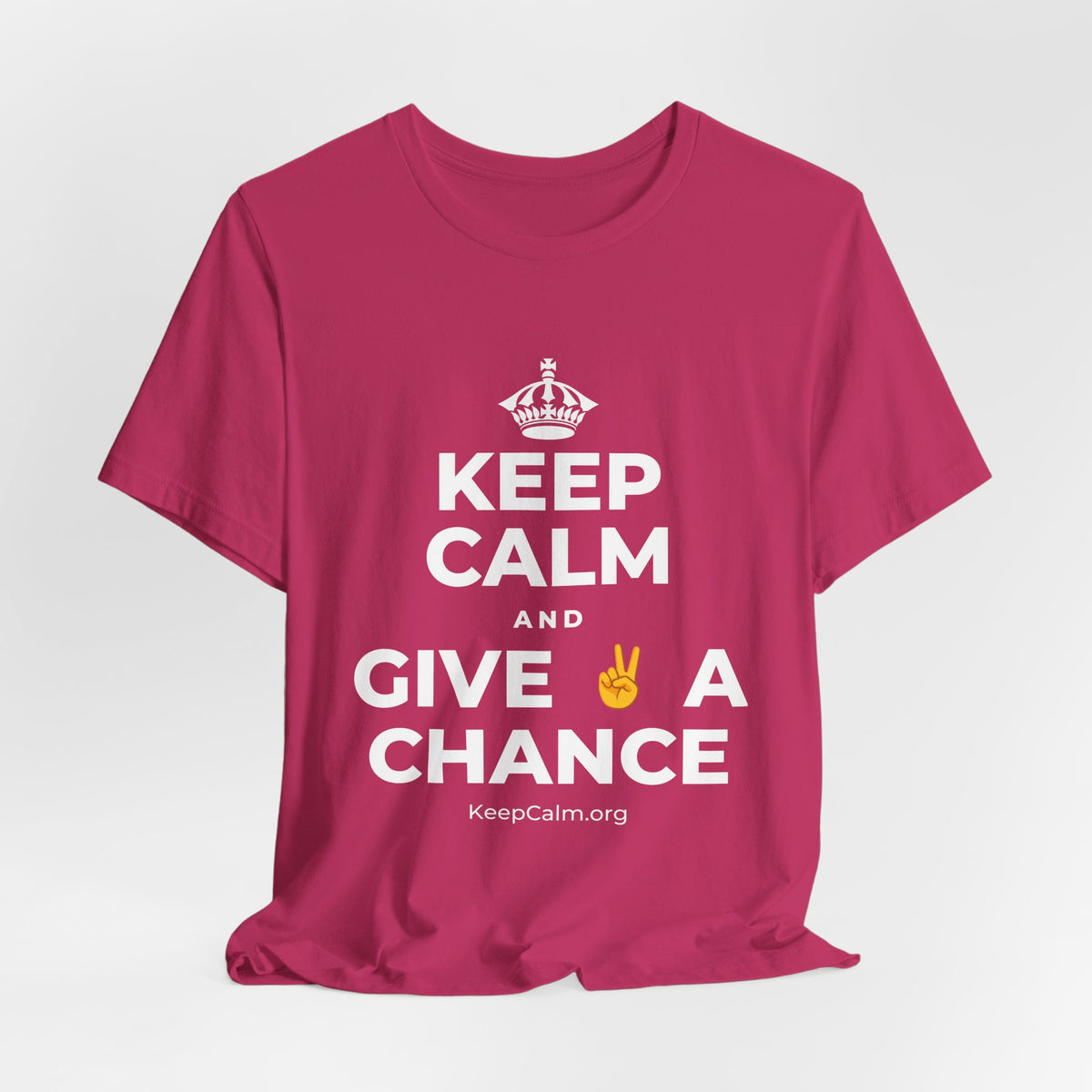 KEEP CALM AND GIVE ✌️ A CHANCE T-Shirt (Baby Blue–Silver)