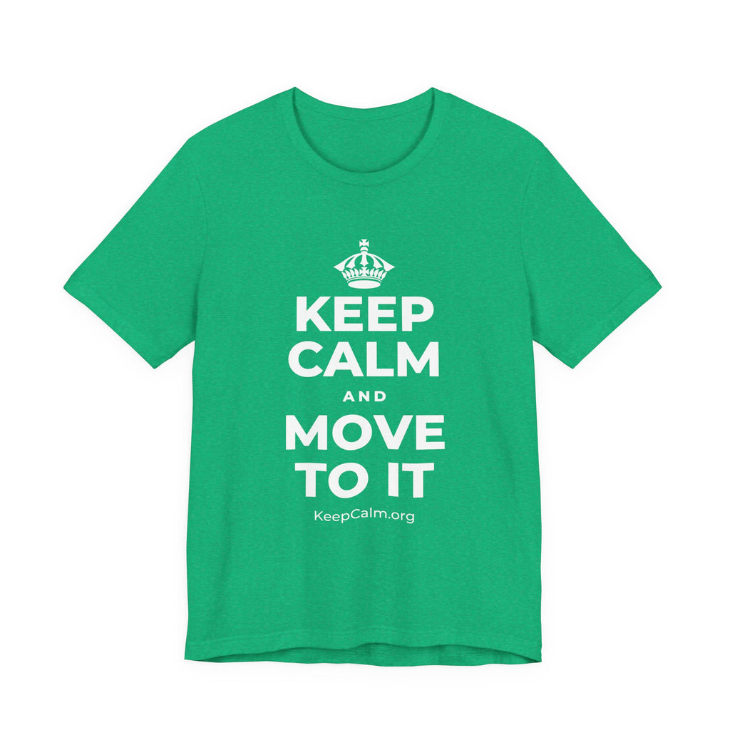 KEEP CALM AND MOVE TO IT T-Shirt (Baby Blue–Silver)