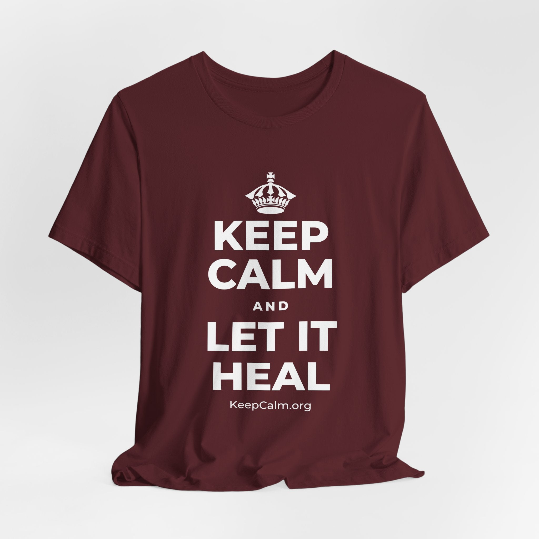 KEEP CALM AND LET IT HEAL T-Shirt (Baby Blue–Silver)