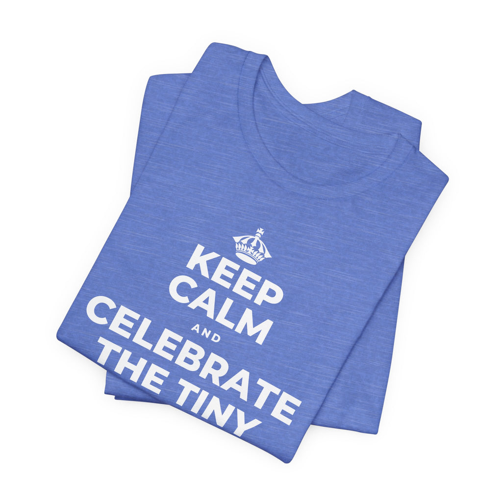 KEEP CALM AND CELEBRATE THE TINY VICTORIES EVERY SINGLE DAY T-Shirt (Soft Cream–Heather Mauve)