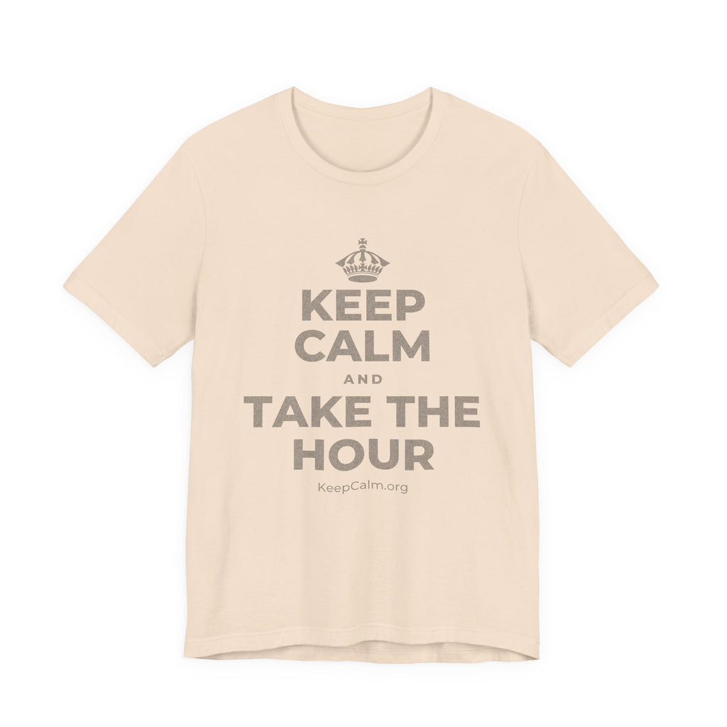 KEEP CALM AND TAKE THE HOUR T-Shirt (Soft Cream–Heather Mauve)