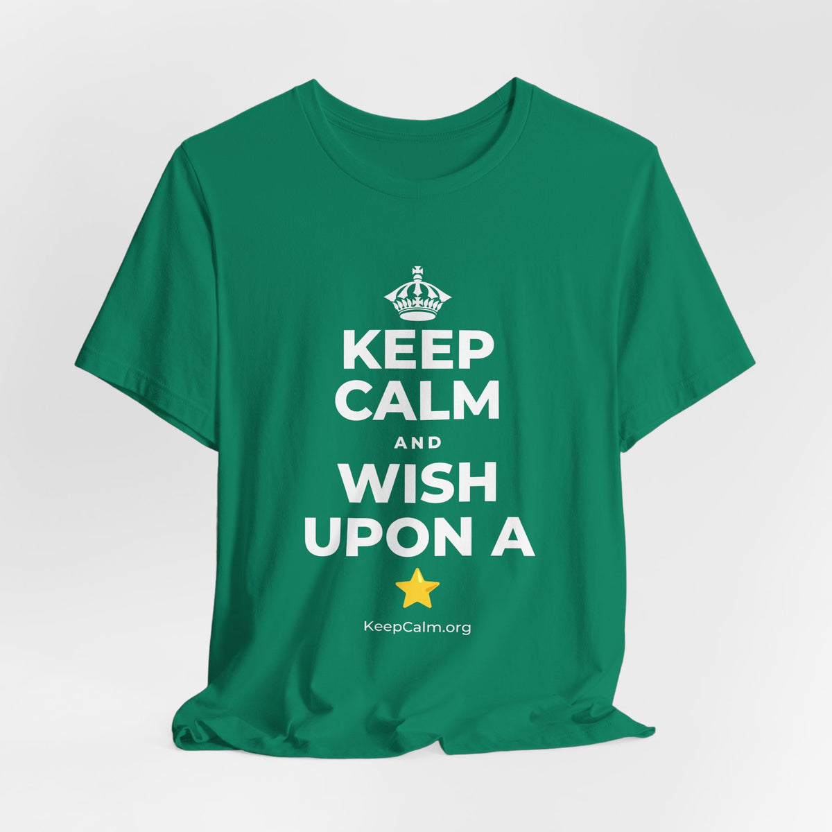 KEEP CALM AND WISH UPON A ⭐ T-Shirt (White–Asphalt)