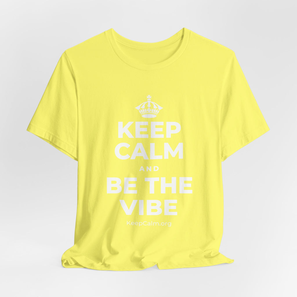 KEEP CALM AND BE THE VIBE T-Shirt (Soft Cream–Heather Mauve)