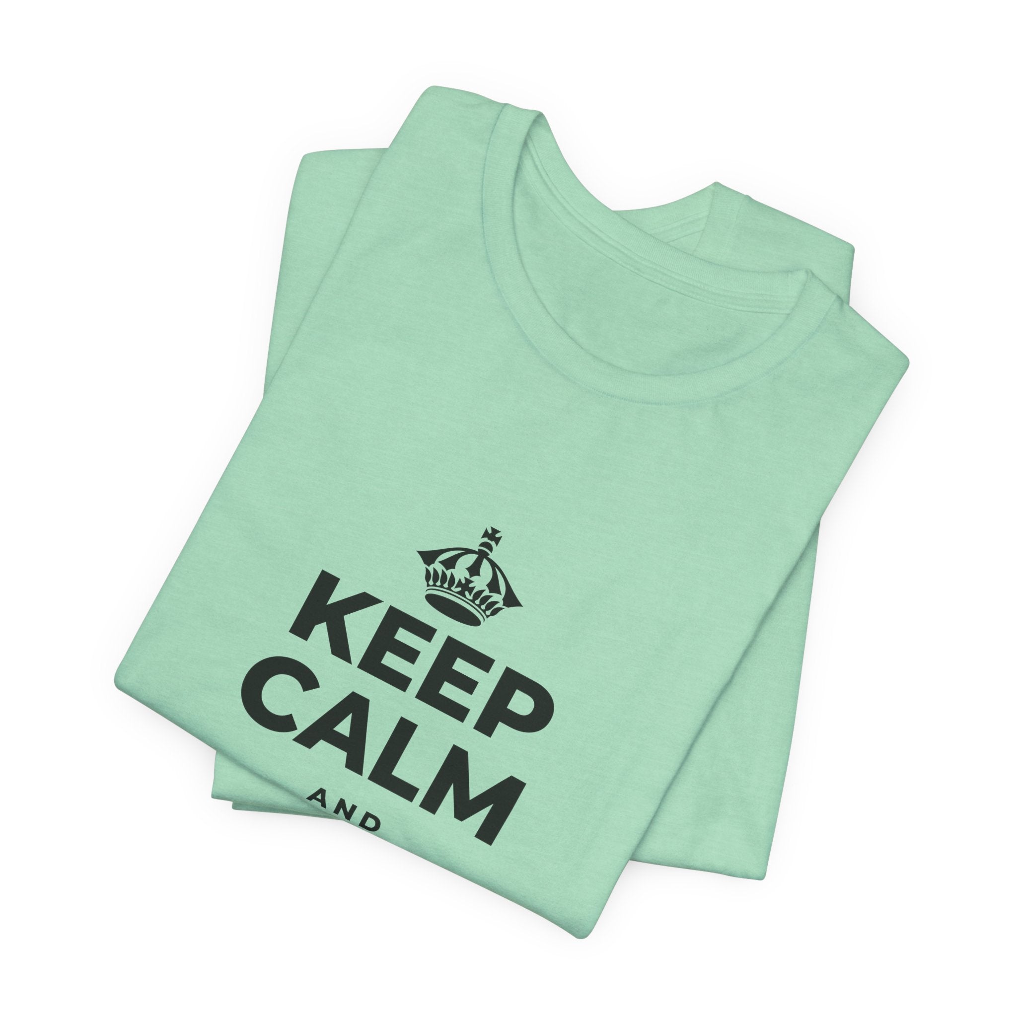KEEP CALM AND DANCE IN THE SAND T-Shirt (Baby Blue–Silver)