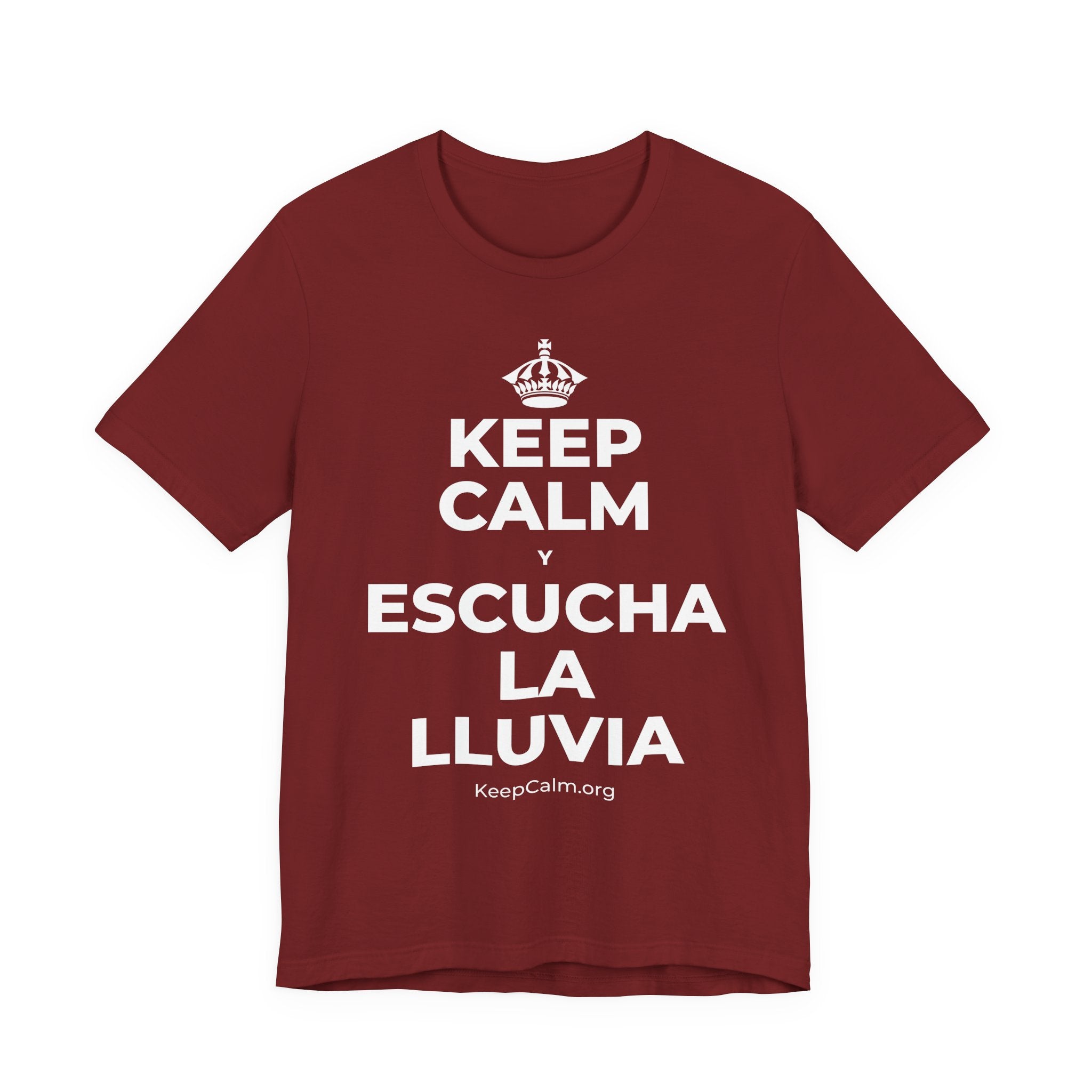 KEEP CALM Y ESCUCHA LA LLUVIA T-Shirt (Baby Blue–Silver)