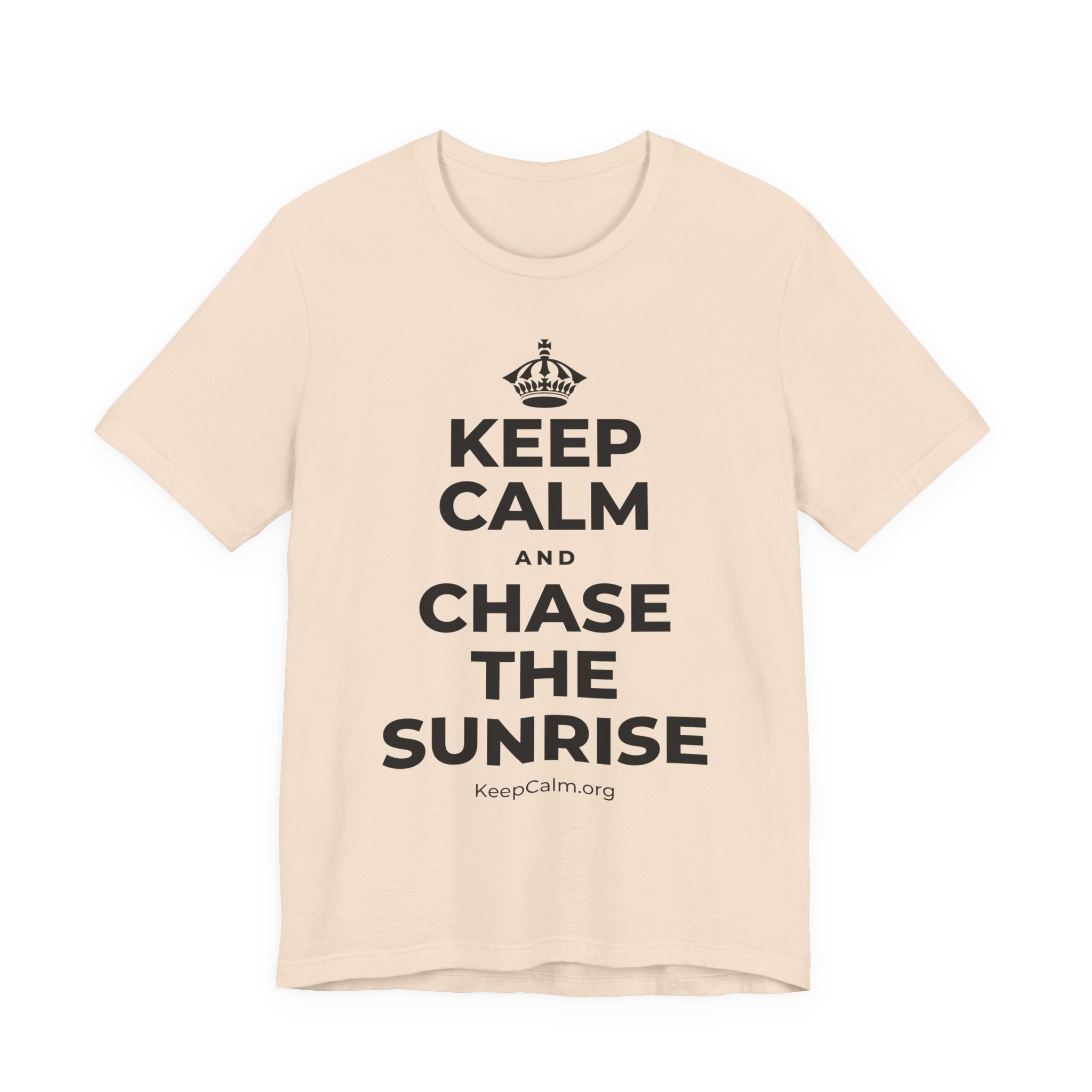 KEEP CALM AND CHASE THE SUNRISE T-Shirt (Soft Cream–Heather Mauve)