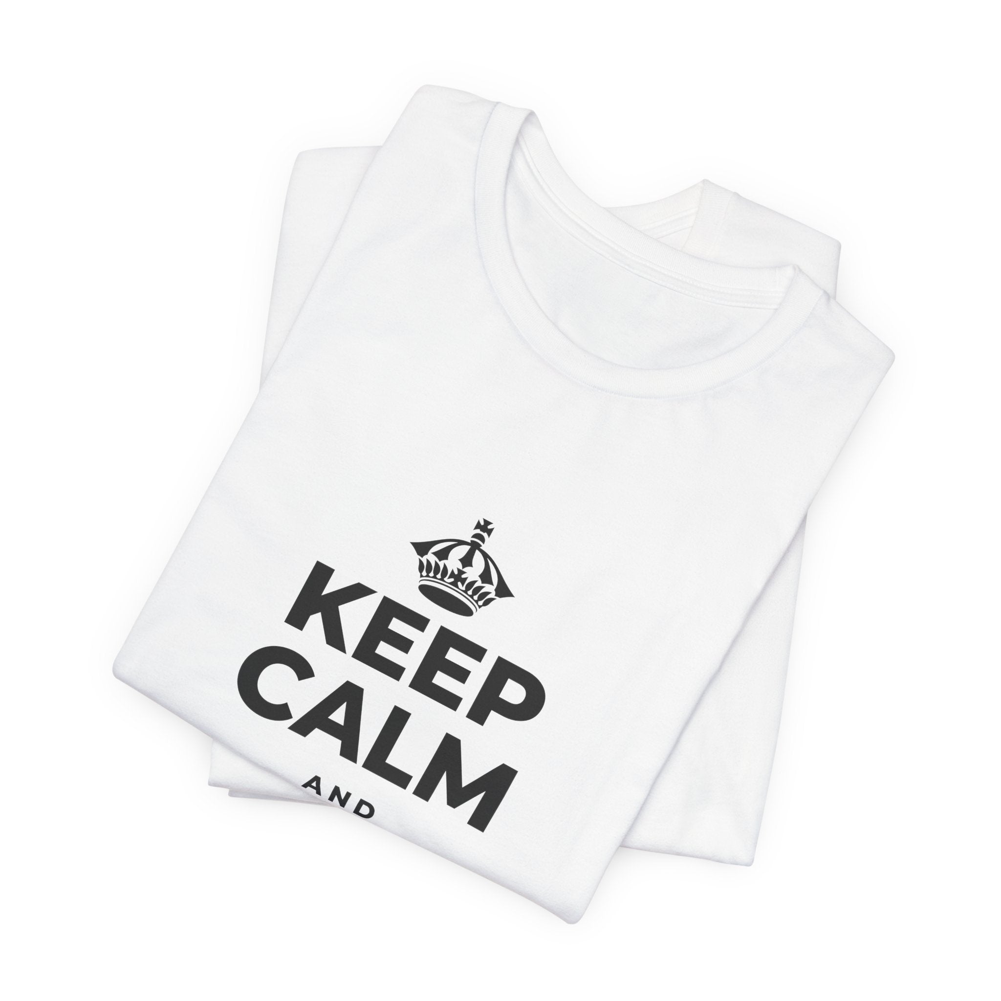 KEEP CALM AND DANCE IN THE SAND T-Shirt (White–Asphalt)