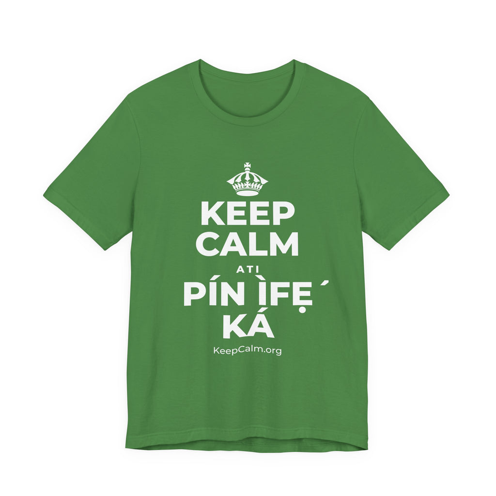 KEEP CALM ATI PÍN ÌFẸ́ KÁ T-Shirt (Baby Blue–Silver)