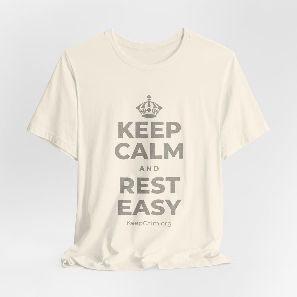 KEEP CALM AND REST EASY T-Shirt (White–Asphalt)