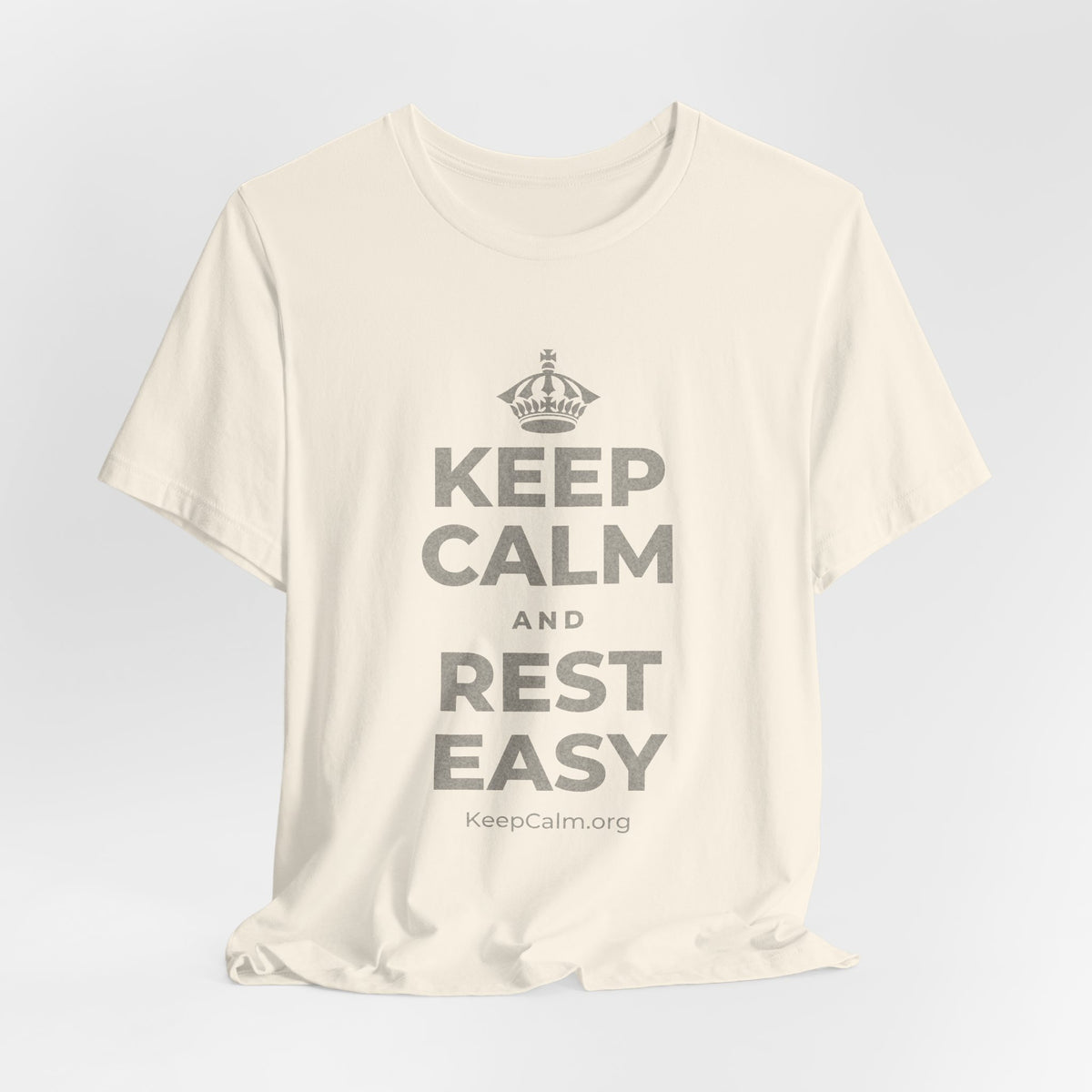 KEEP CALM AND REST EASY T-Shirt (White–Asphalt)