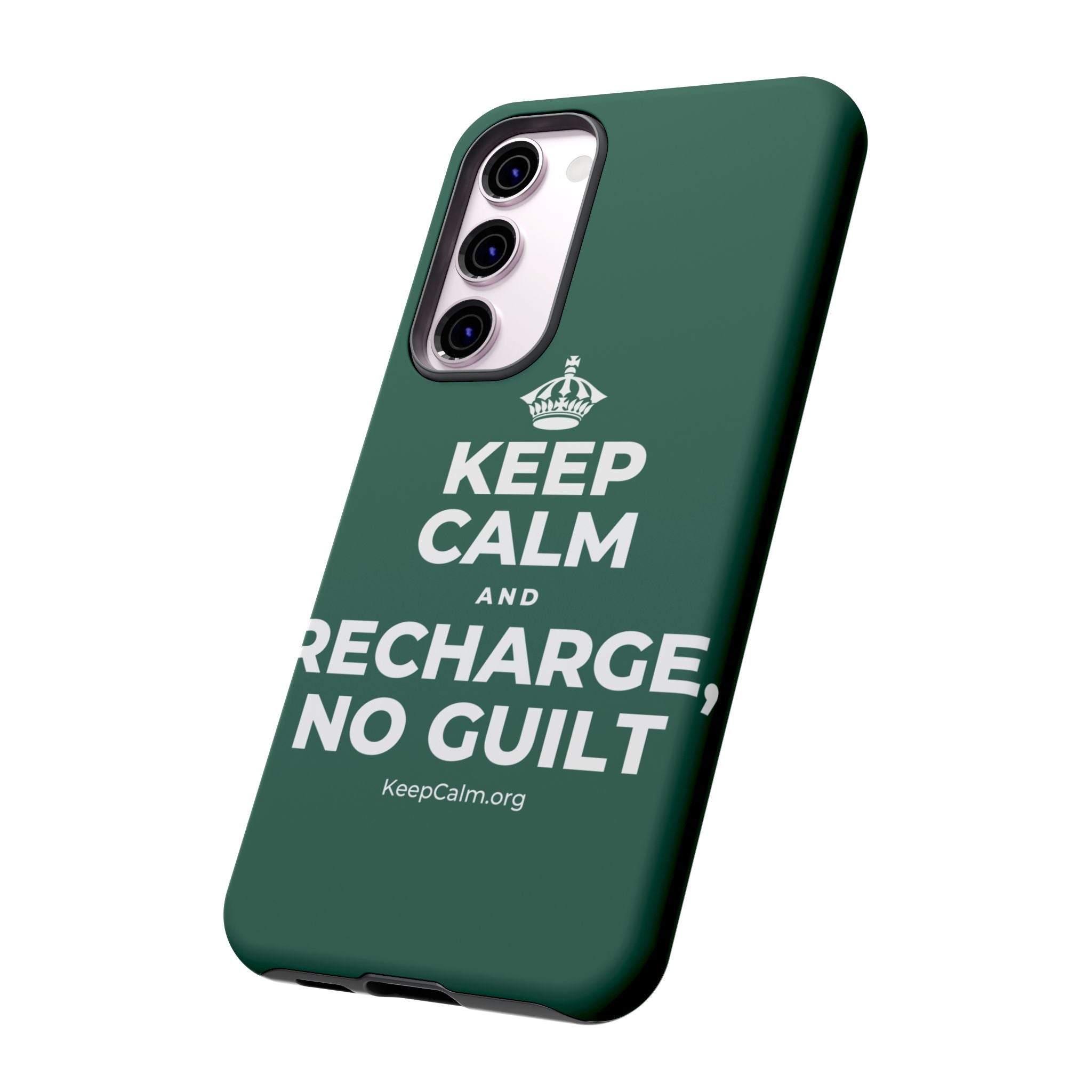 KEEP CALM AND RECHARGE, NO GUILT Phone Case