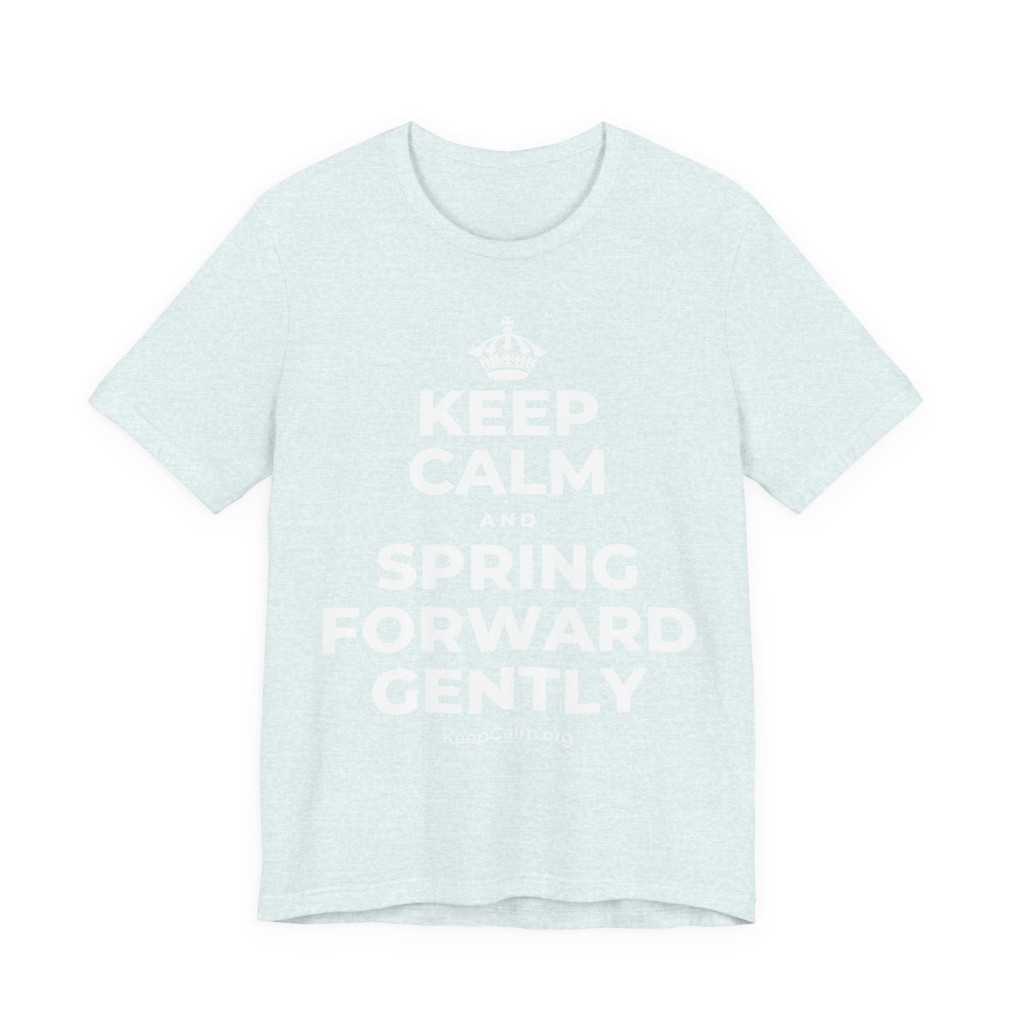 KEEP CALM AND SPRING FORWARD GENTLY T-Shirt (Soft Cream–Heather Mauve)