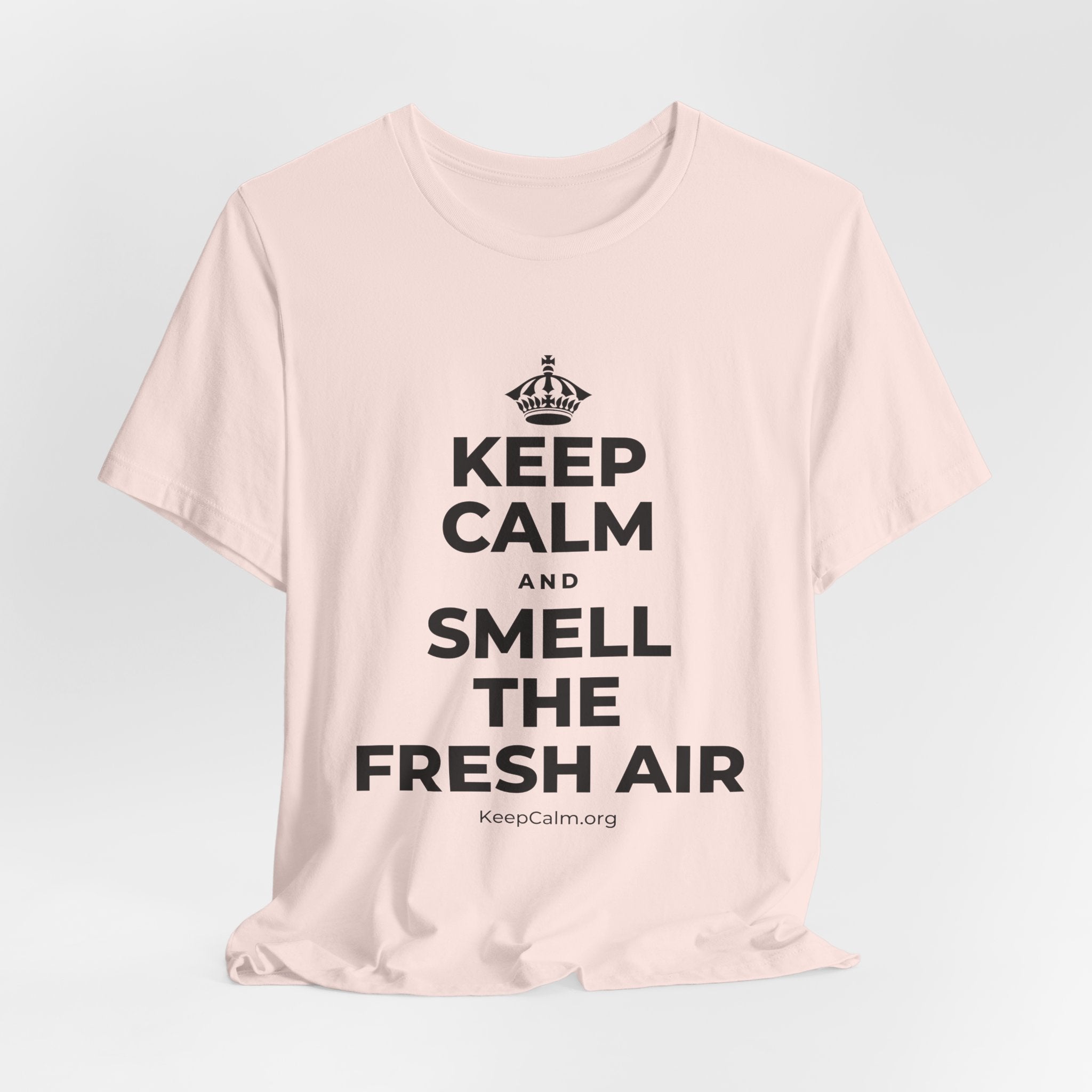 KEEP CALM AND SMELL THE FRESH AIR T-Shirt (Soft Cream–Heather Mauve)