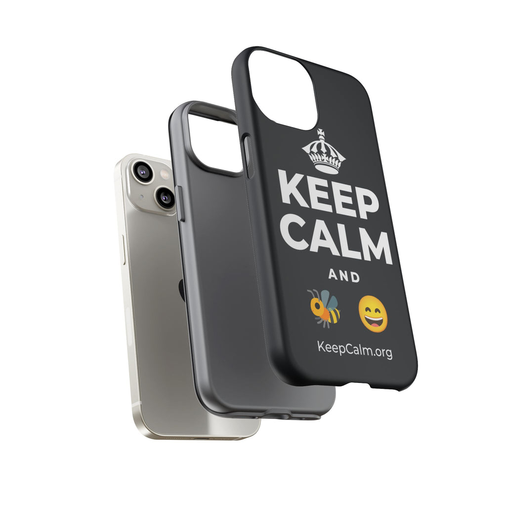 KEEP CALM AND 🐝 😄 Phone Case (Dark)
