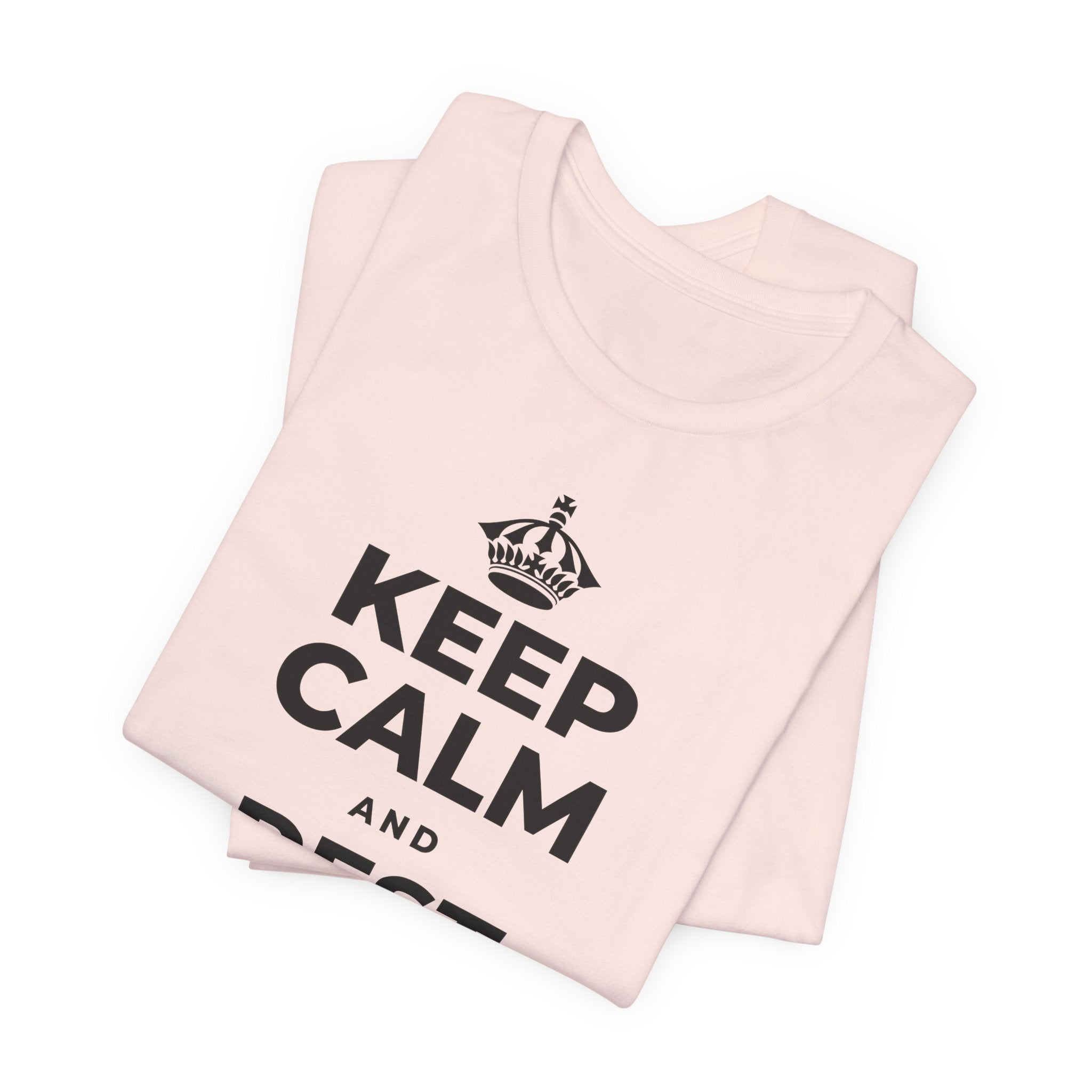 KEEP CALM AND REST YOUR EYES T-Shirt (Soft Cream–Heather Mauve)
