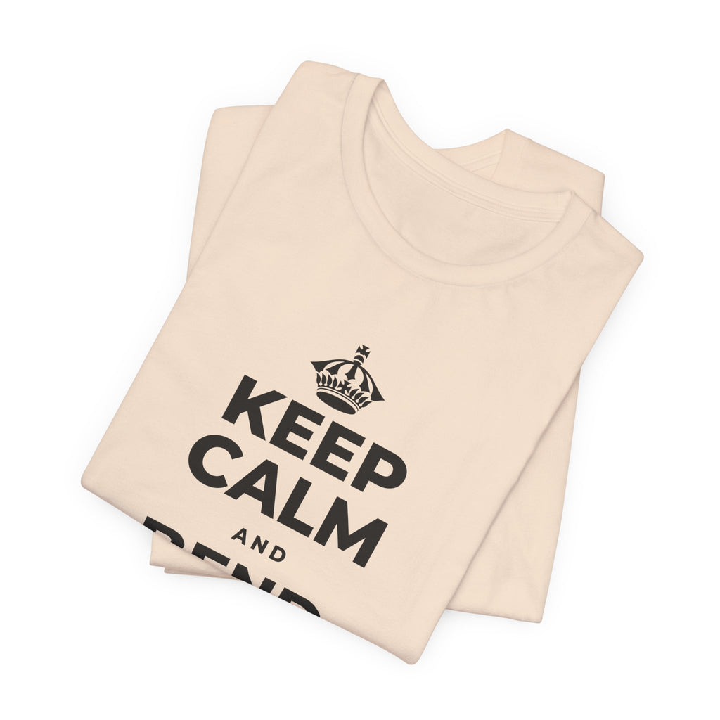 KEEP CALM AND BEND, DON'T BREAK T-Shirt (Soft Cream–Heather Mauve)