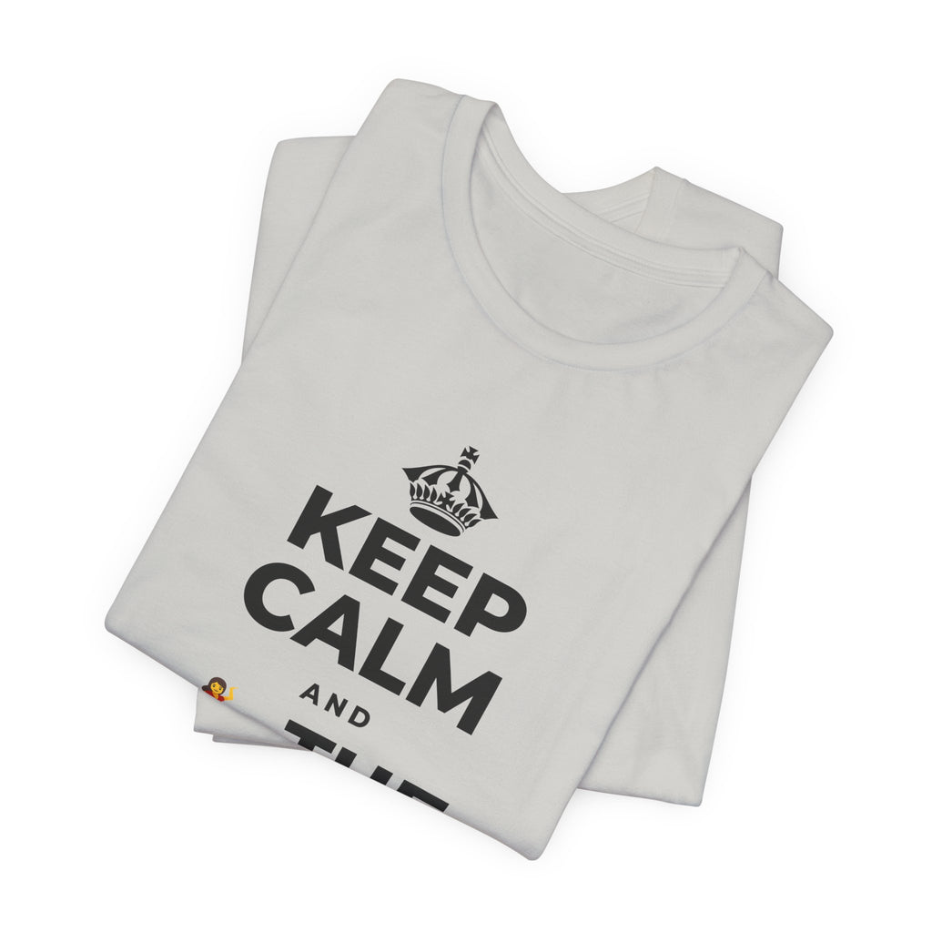 KEEP CALM AND 💃 THE NIGHT AWAY T-Shirt (Baby Blue–Silver)