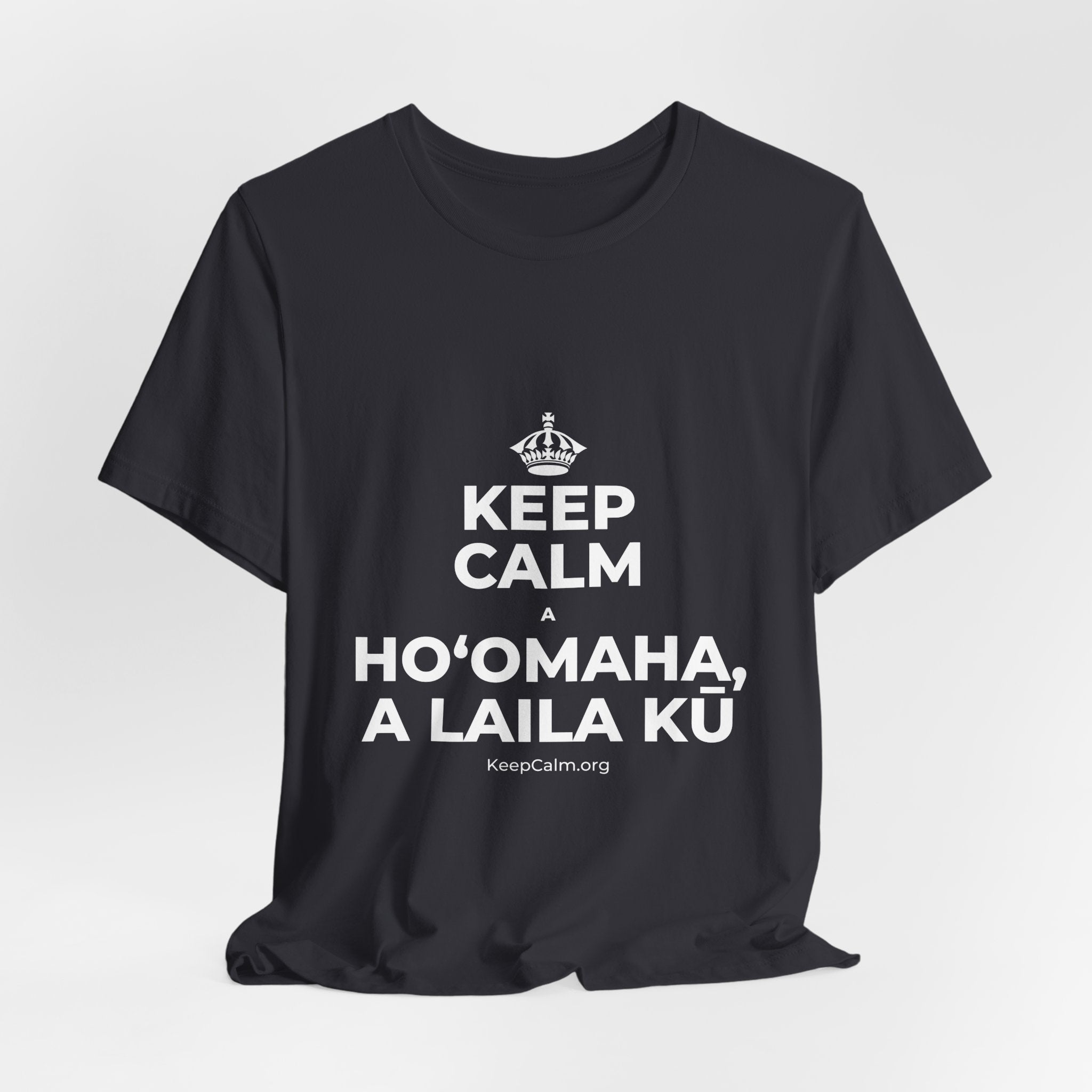 KEEP CALM A HOʻOMAHA, A LAILA KŪ T-Shirt (Baby Blue–Silver)
