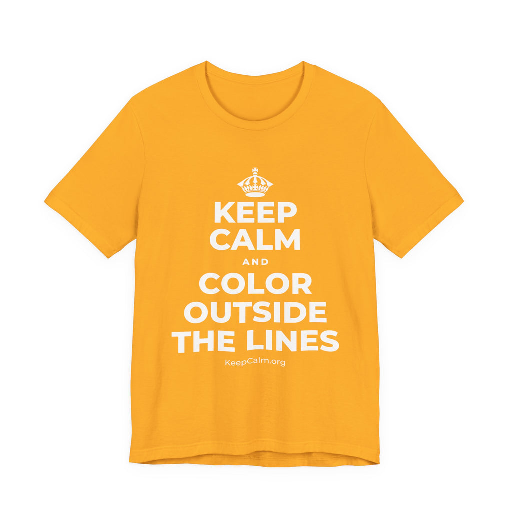 KEEP CALM AND COLOR OUTSIDE THE LINES T-Shirt (Baby Blue–Silver)