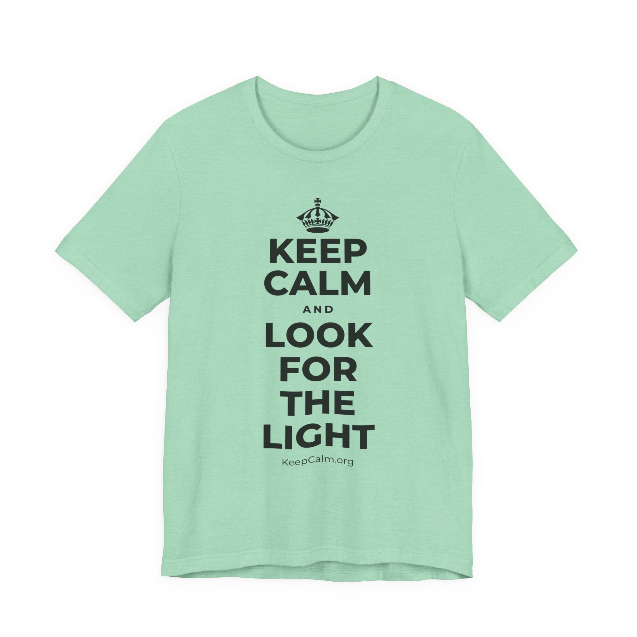 KEEP CALM AND LOOK FOR THE LIGHT T-Shirt (Baby Blue–Silver)