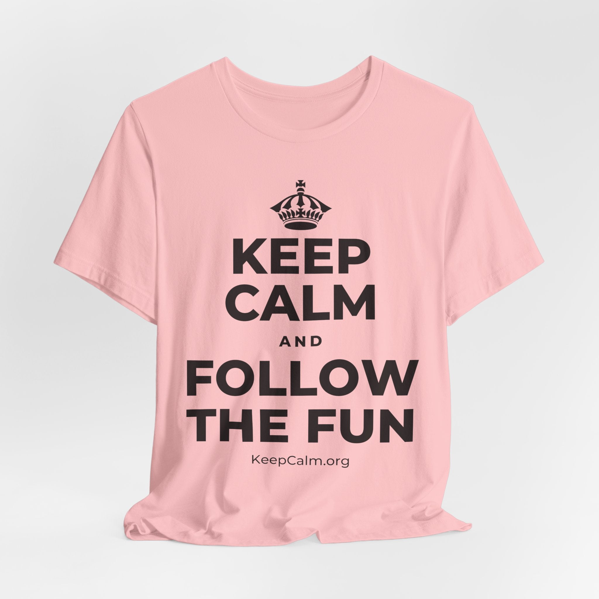 KEEP CALM AND FOLLOW THE FUN T-Shirt (White–Asphalt)