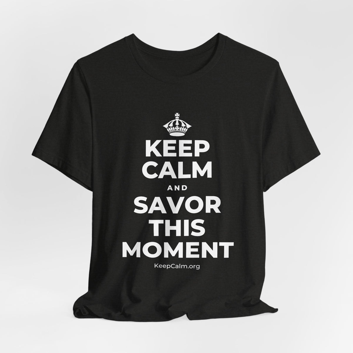 KEEP CALM AND SAVOR THIS MOMENT T-Shirt (Soft Cream–Heather Mauve)