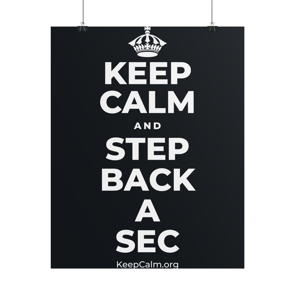 KEEP CALM AND STEP BACK A SEC Poster (Dark)