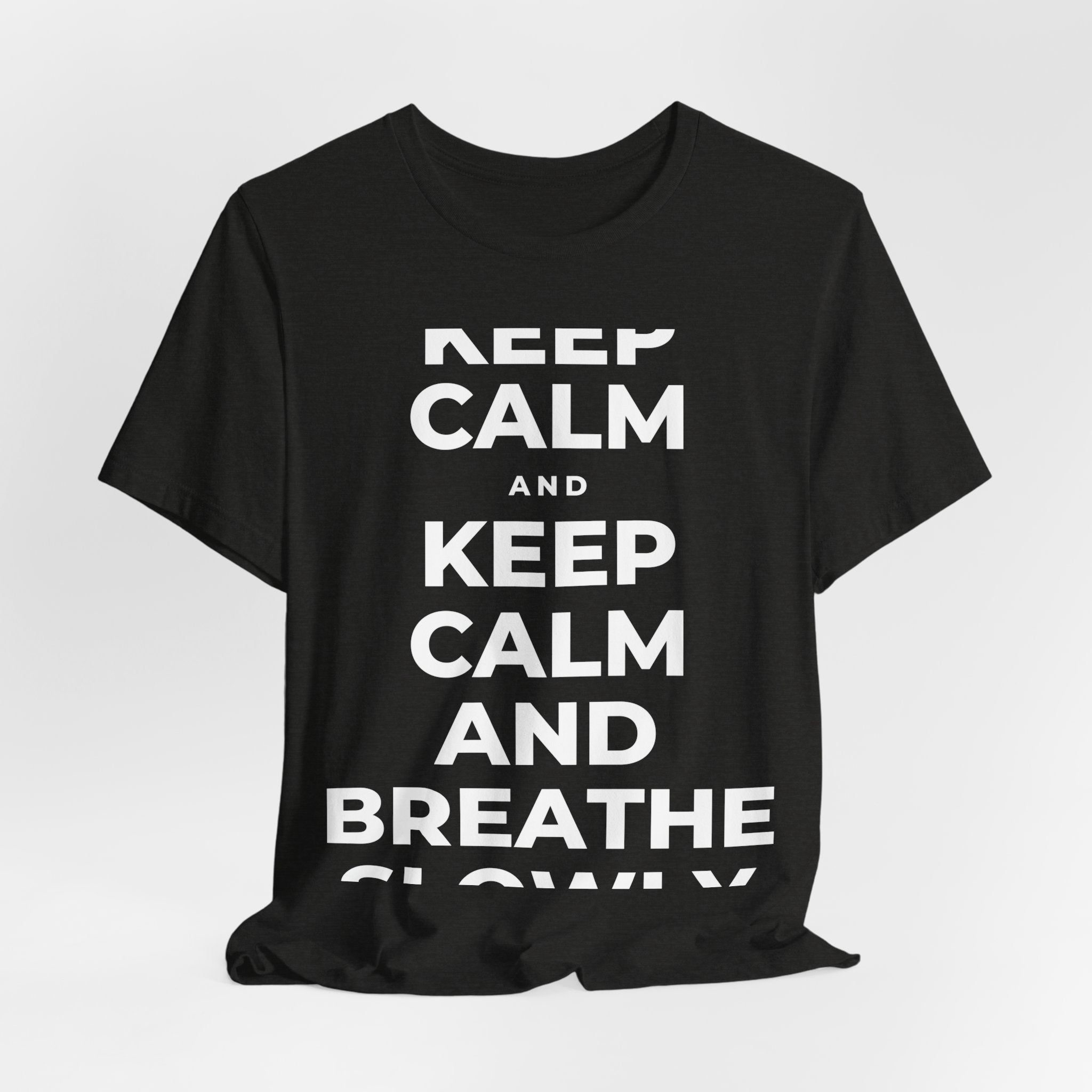 KEEP CALM AND BREATHE SLOWLY T-Shirt (Soft Cream–Heather Mauve)