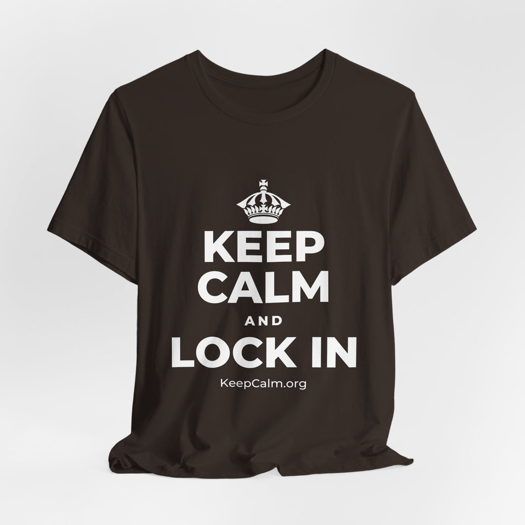 KEEP CALM AND LOCK IN T-Shirt (Soft Cream–Heather Mauve)