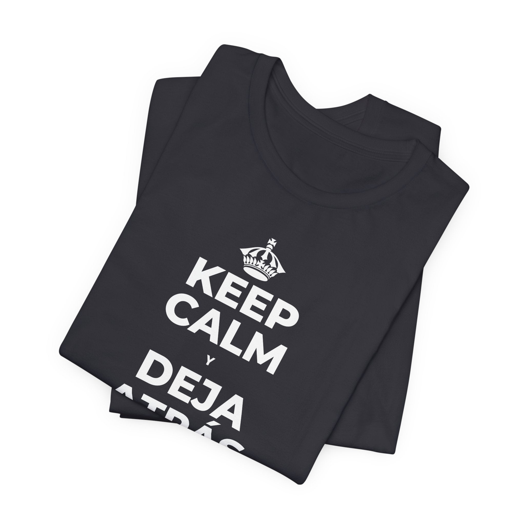 KEEP CALM Y DEJA ATRÁS LAS VIEJAS CARGAS T-Shirt (Baby Blue–Silver)