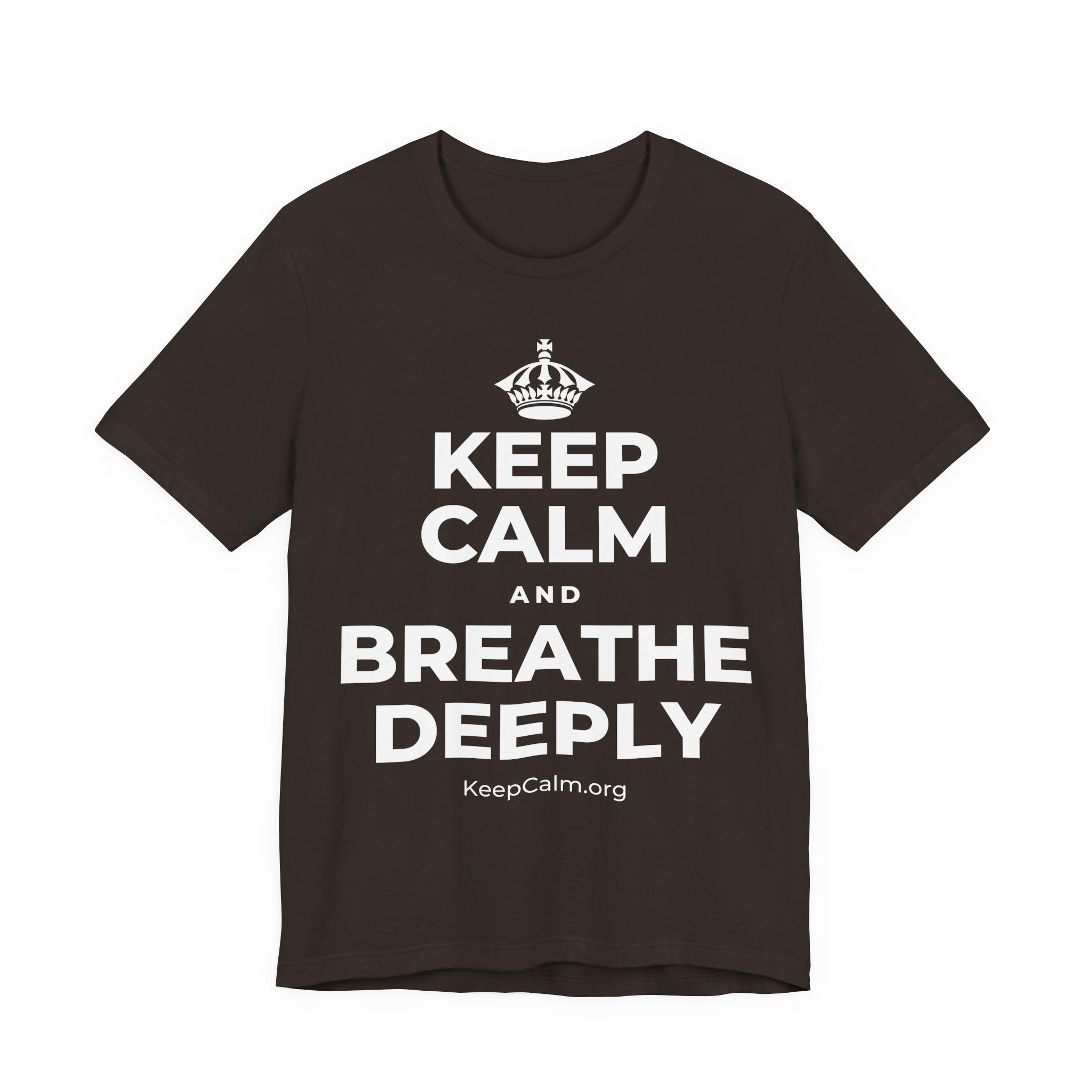 KEEP CALM AND BREATHE DEEPLY T-Shirt (Soft Cream–Heather Mauve)
