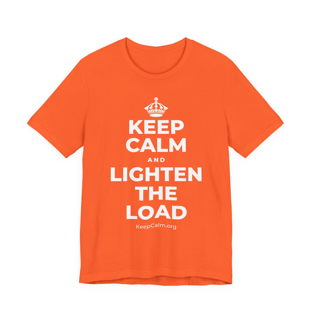 KEEP CALM AND LIGHTEN THE LOAD T-Shirt (Baby Blue–Silver)