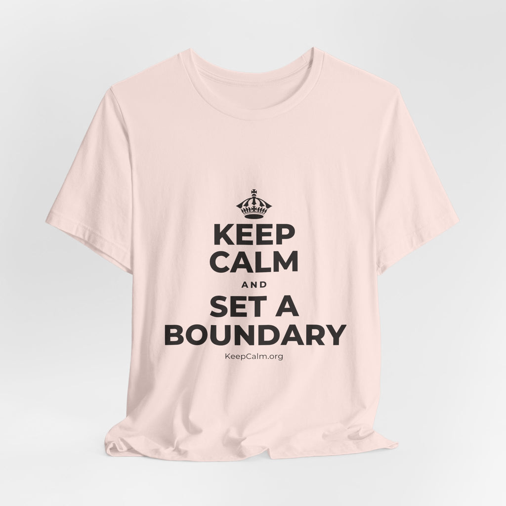 KEEP CALM AND SET A BOUNDARY T-Shirt (Soft Cream–Heather Mauve)