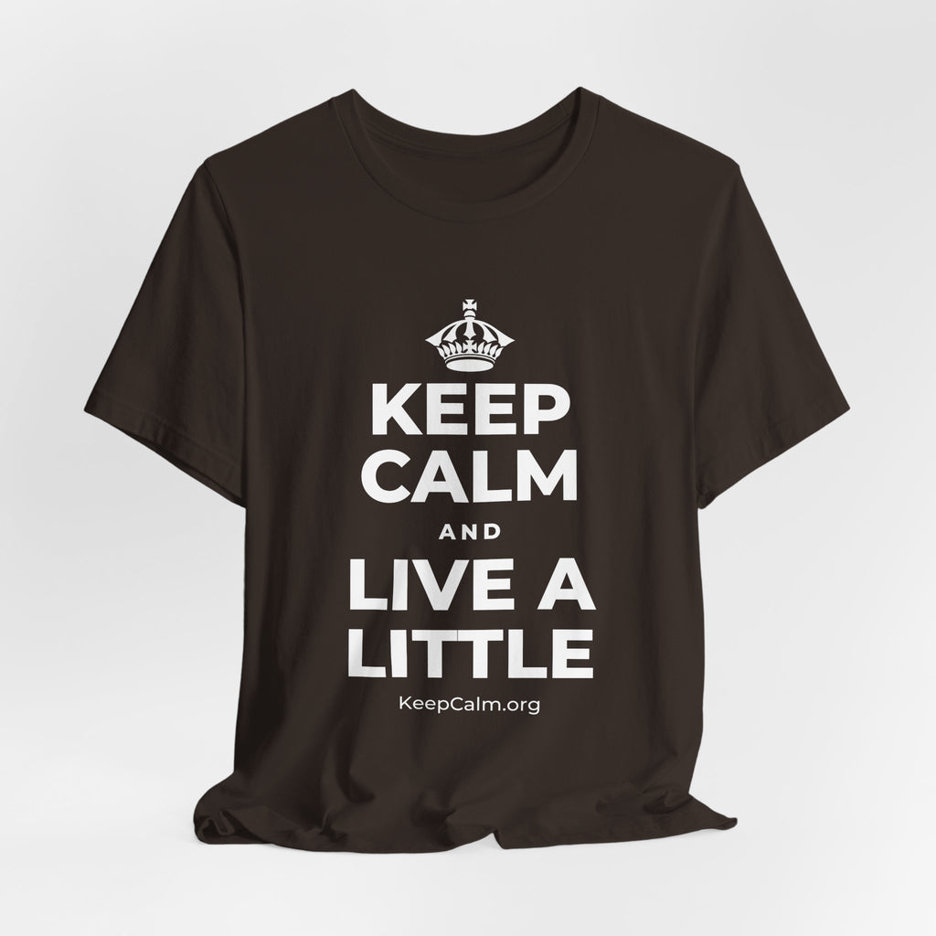 KEEP CALM AND LIVE A LITTLE T-Shirt (Soft Cream–Heather Mauve)