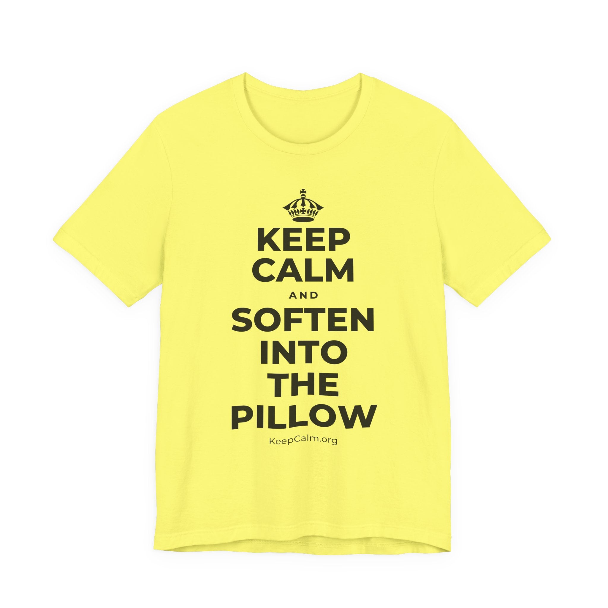 KEEP CALM AND SOFTEN INTO THE PILLOW T-Shirt (Soft Cream–Heather Mauve)