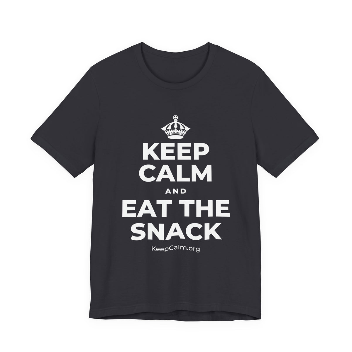 KEEP CALM AND EAT THE SNACK T-Shirt (Baby Blue–Silver)